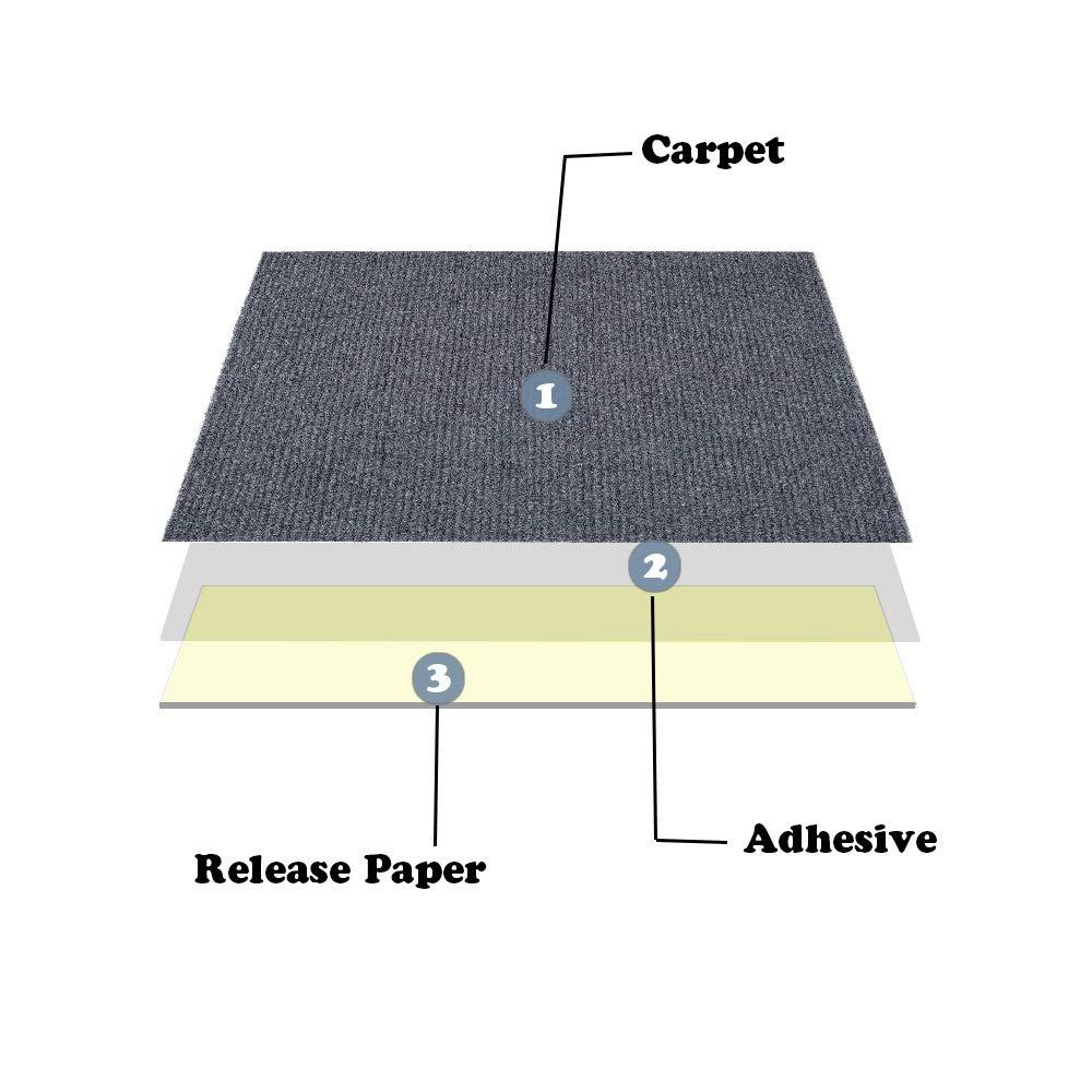 Creative Home: Nexus Tiles: Self-Adhesive Carpet Tiles - Actual: 12" x 12" Smoke (Blue/Gray)