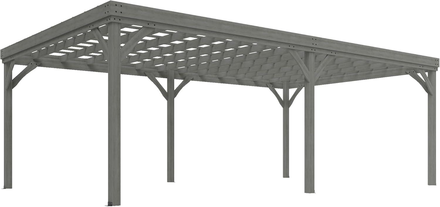 Outsunny 12' x 20' Wooden Pergola Grape Trellis, Outdoor Gazebo for Garden, Patio, Backyard, Deck, Gray