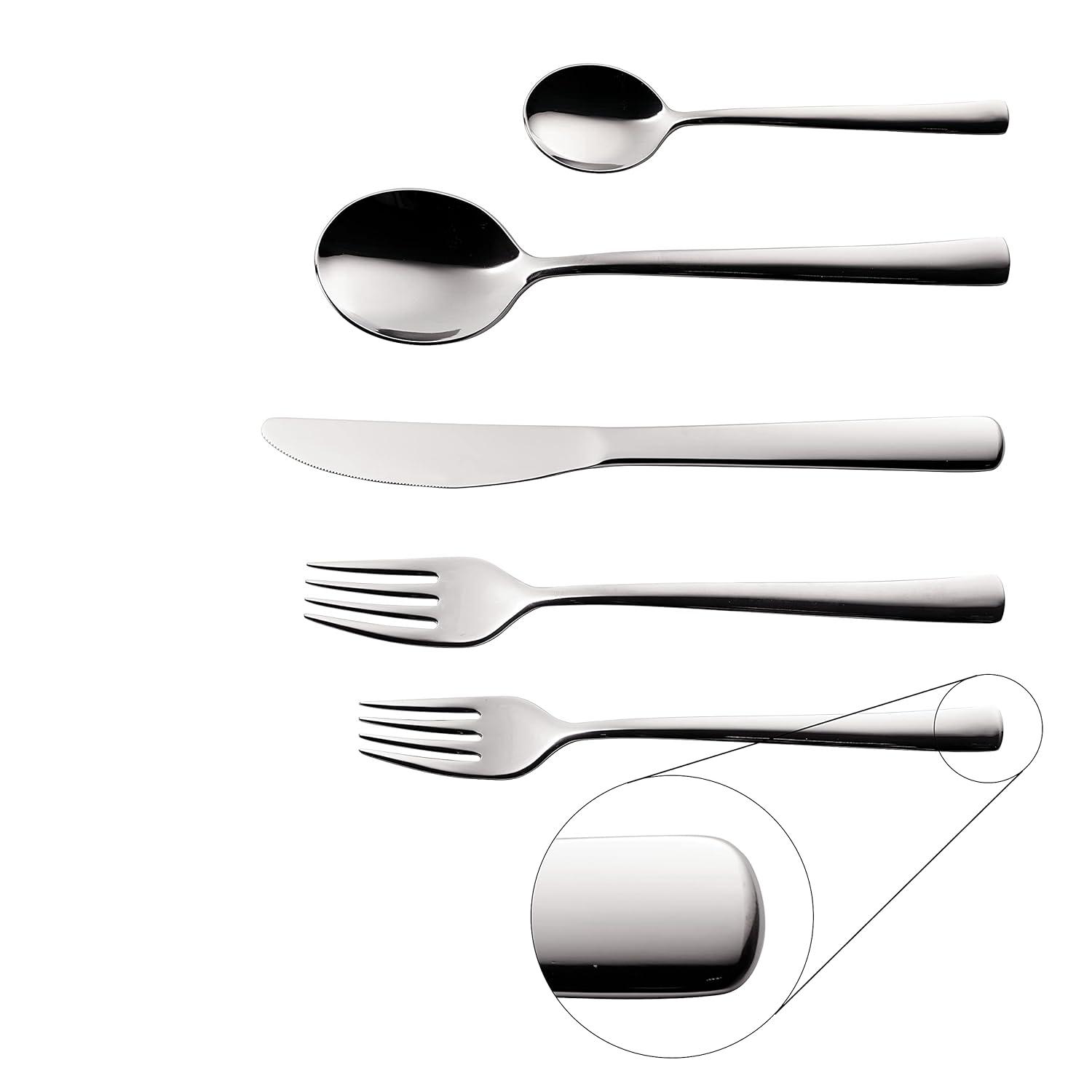 Tramontina Berlin 20-Piece Stainless Steel Flatware Set –  Mirror-Polished Finish, Square Handle Design, Knives, Forks & Spoons Silverware Set