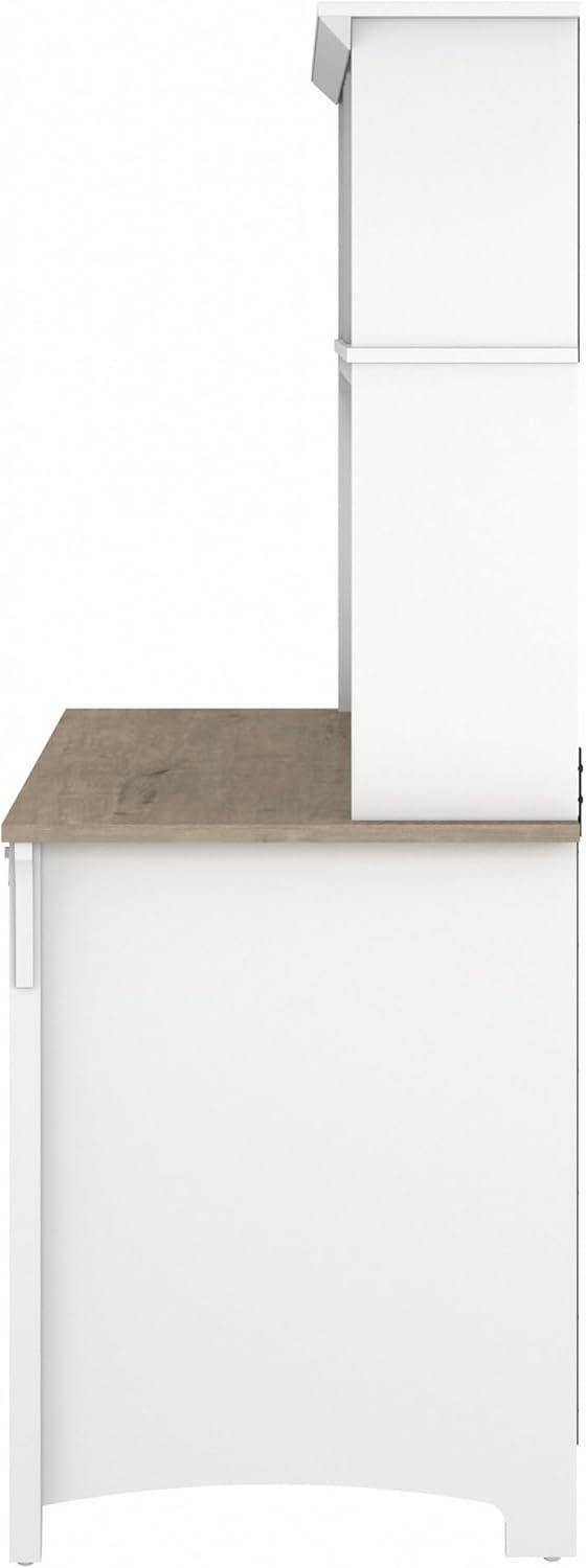Bush Furniture Salinas 48” Computer Desk & Hutch with Storage, Shiplap Gray & White