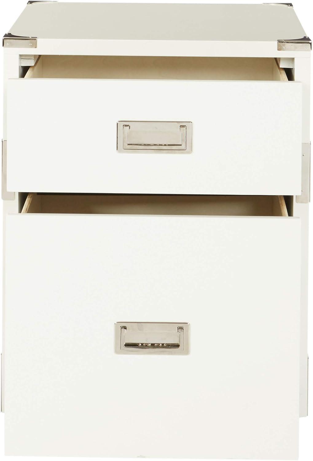 Wellington White 2-Drawer Campaign Style File Cabinet