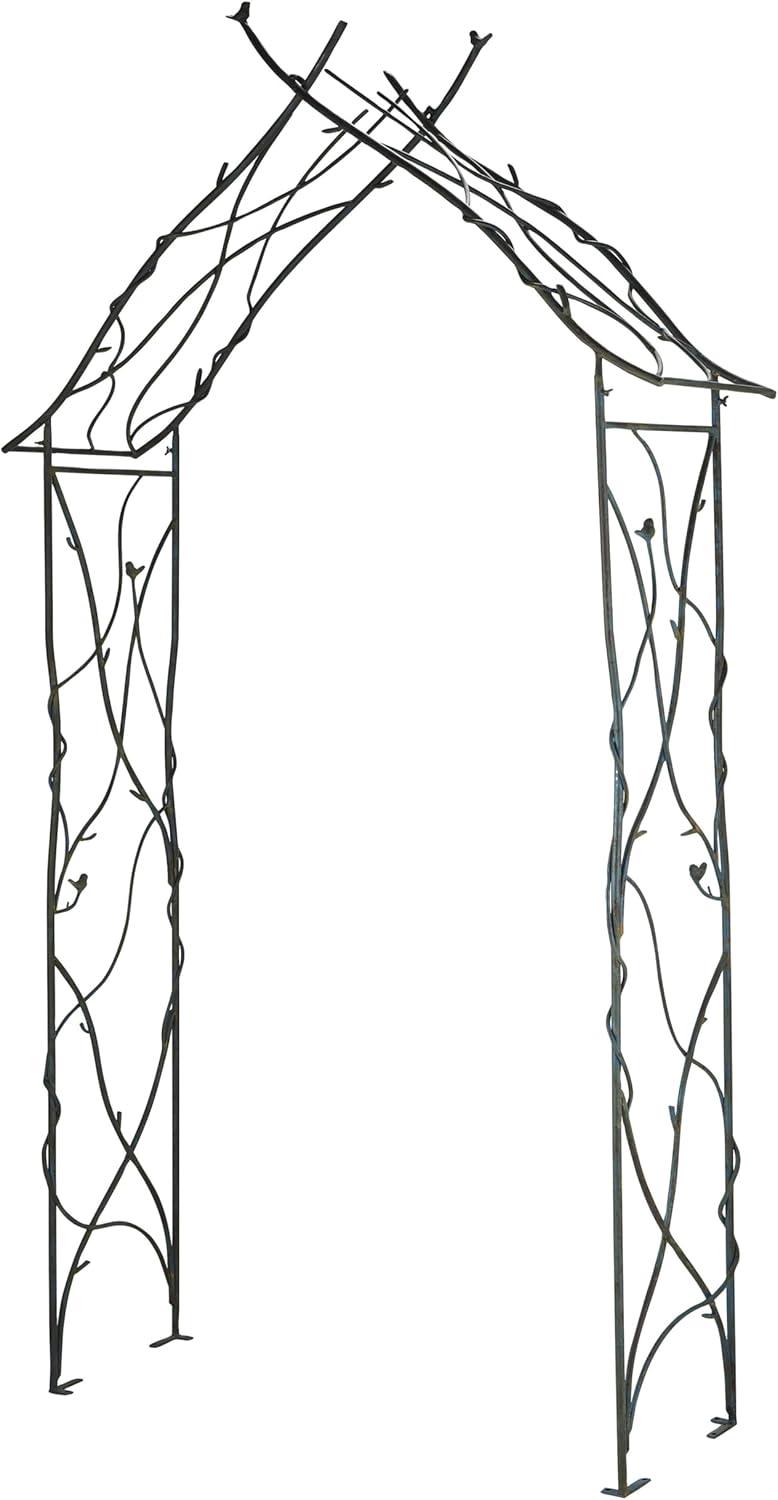 Black Metal Arched Garden Arbor with Sculpted Branches