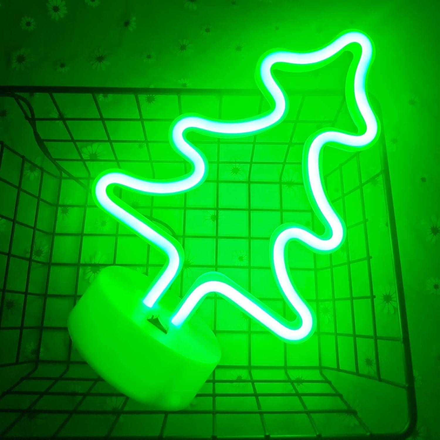 Green Neon Christmas Tree Light with Removable Base