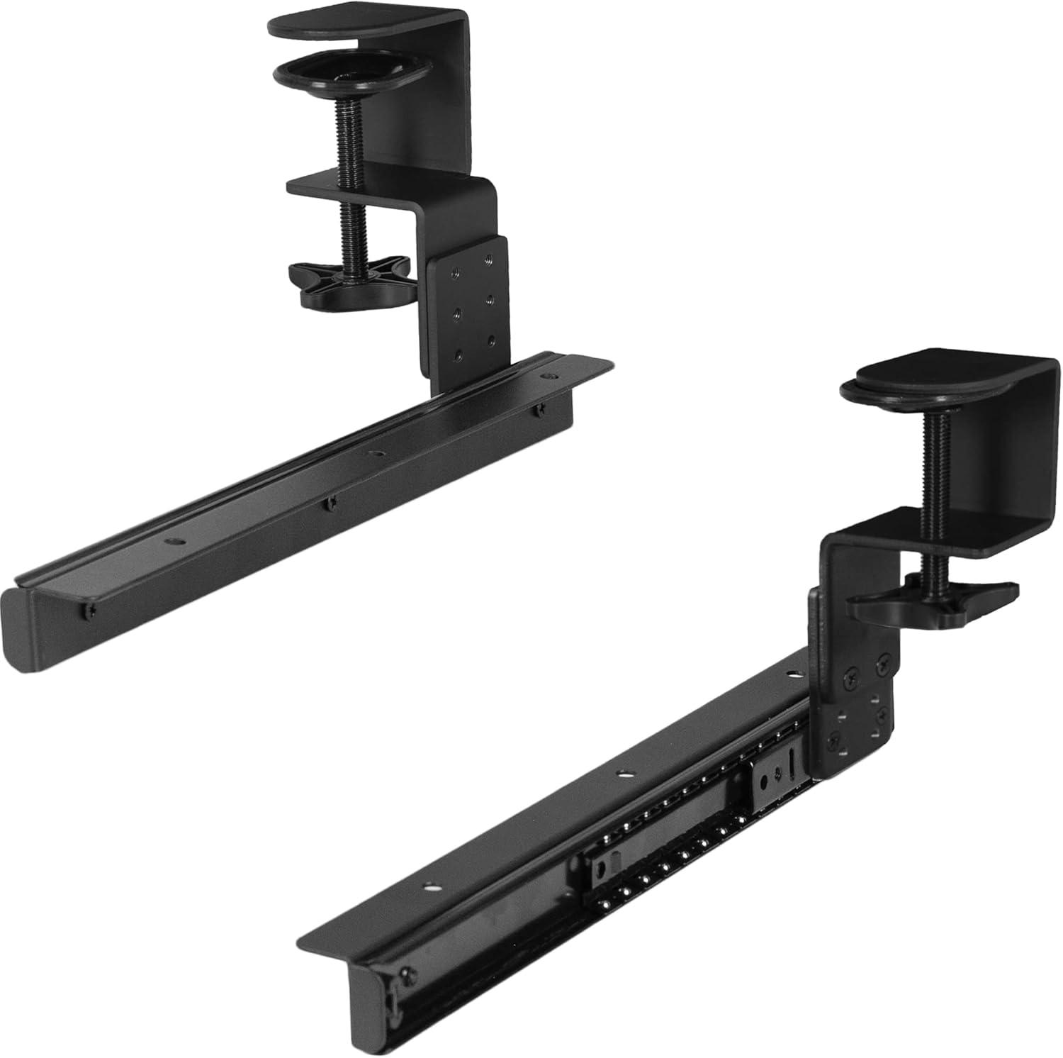 Black Adjustable Under-Desk Keyboard Tray Rail Set