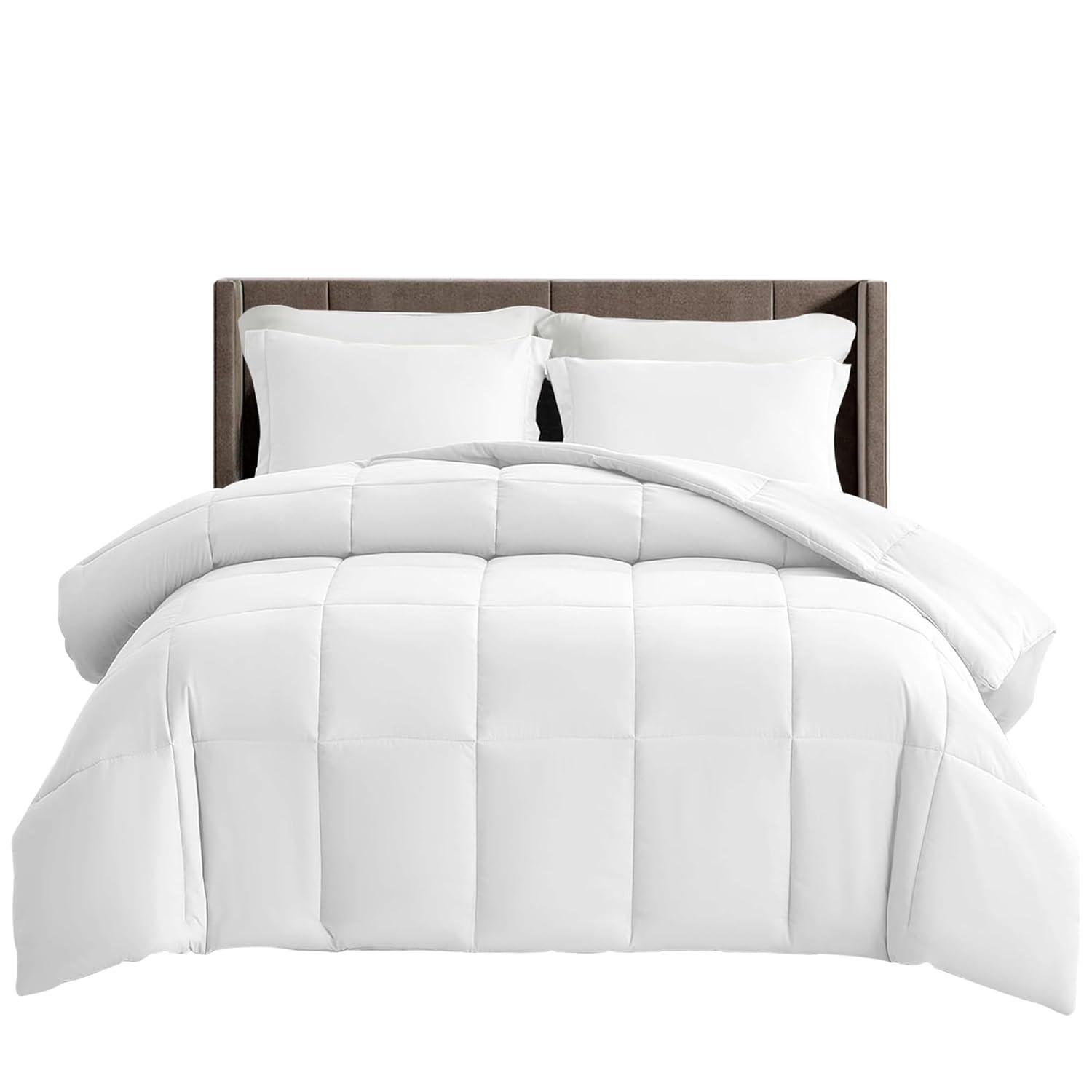 Lux Decor Collection King Comforter Duvet Insert - Box Stitched Down Alternative Single Comforter - Quilted Comforter with Corner Tabs (King, Navy Blue)