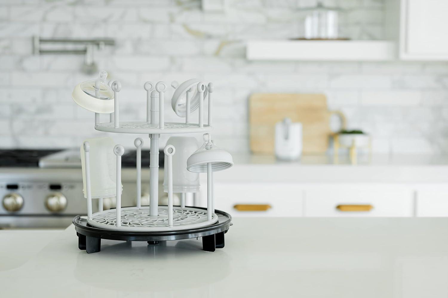 The First Years Plastic Spin Stack Bottle Drying Rack Black