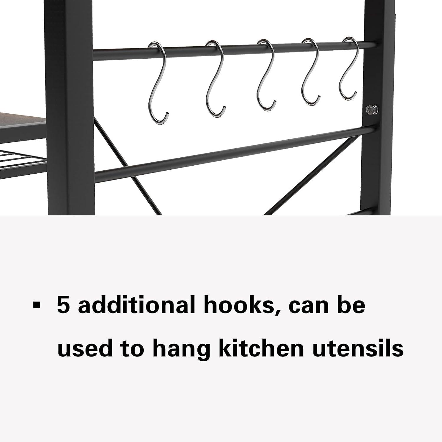 Modern Black and Brown 3-Tier Kitchen Utility Storage Rack