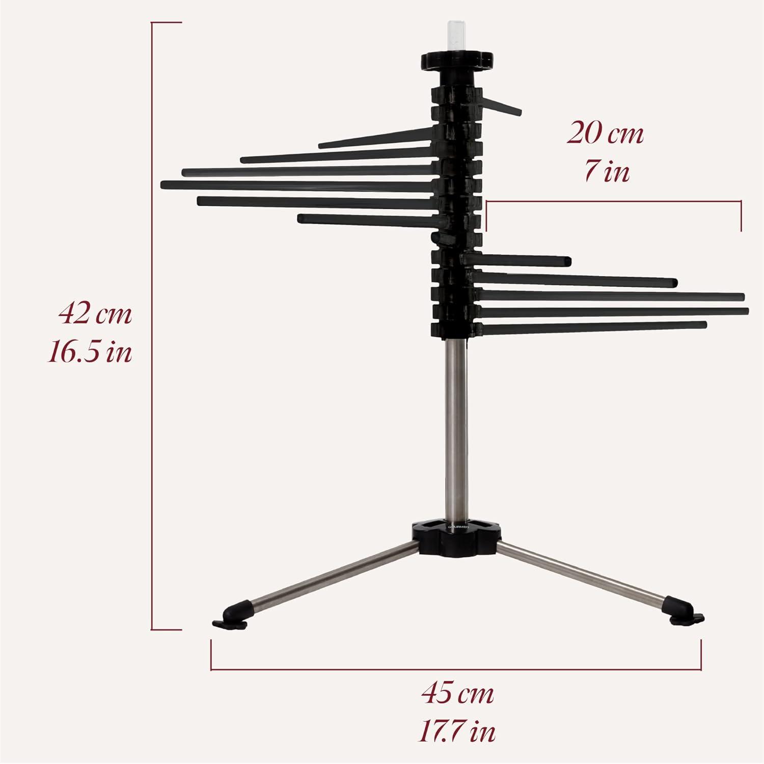 Black Foldable Pasta Dryer with Stainless Steel Stand