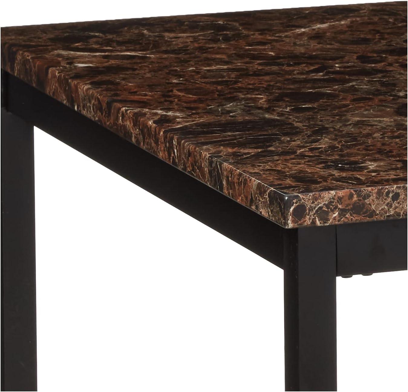 Weston Home Declan Faux Marble Counter Height Dining Table, Black/Brown