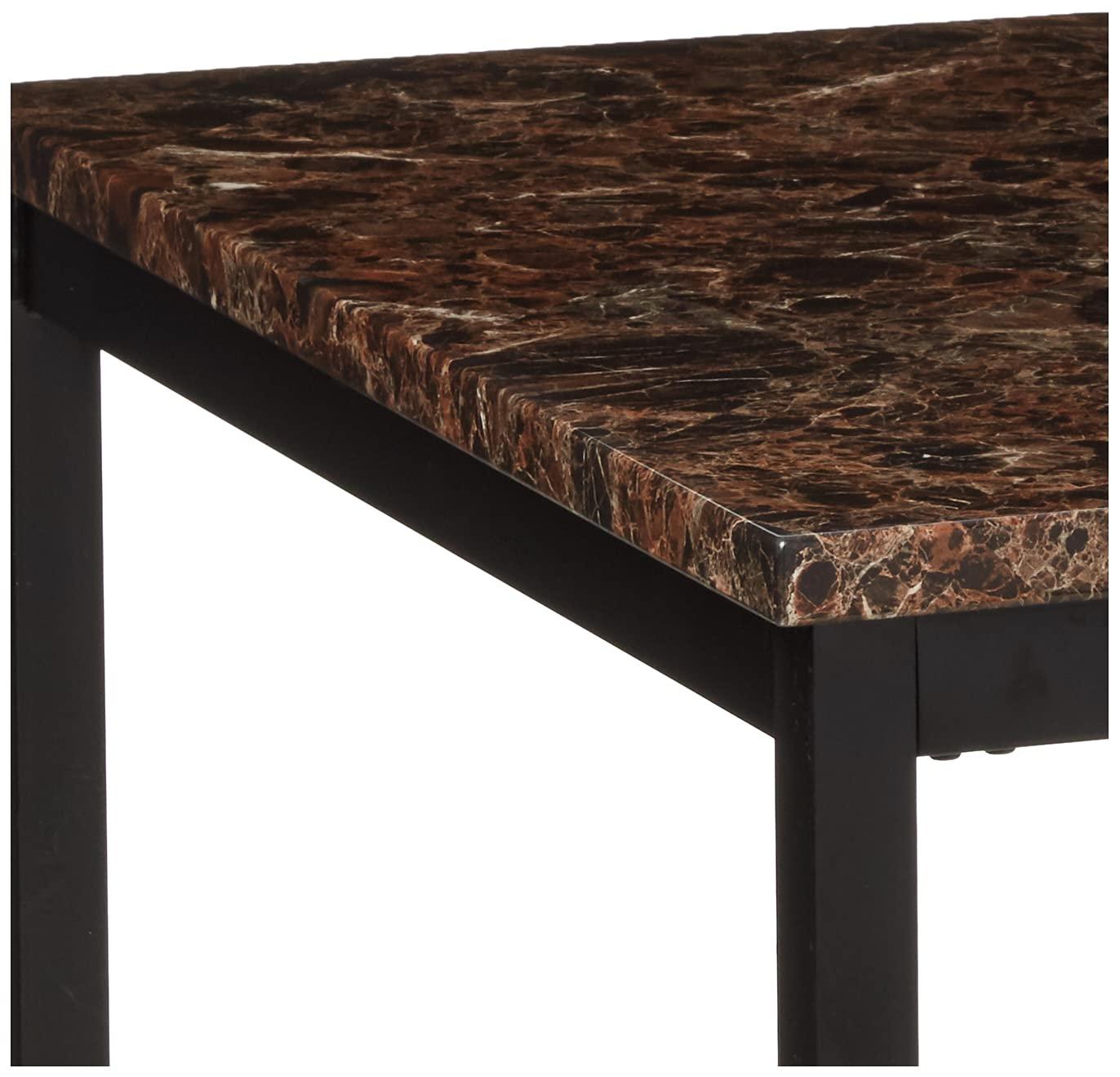 Weston Home Declan Faux Marble Counter Height Dining Table, Black/Brown