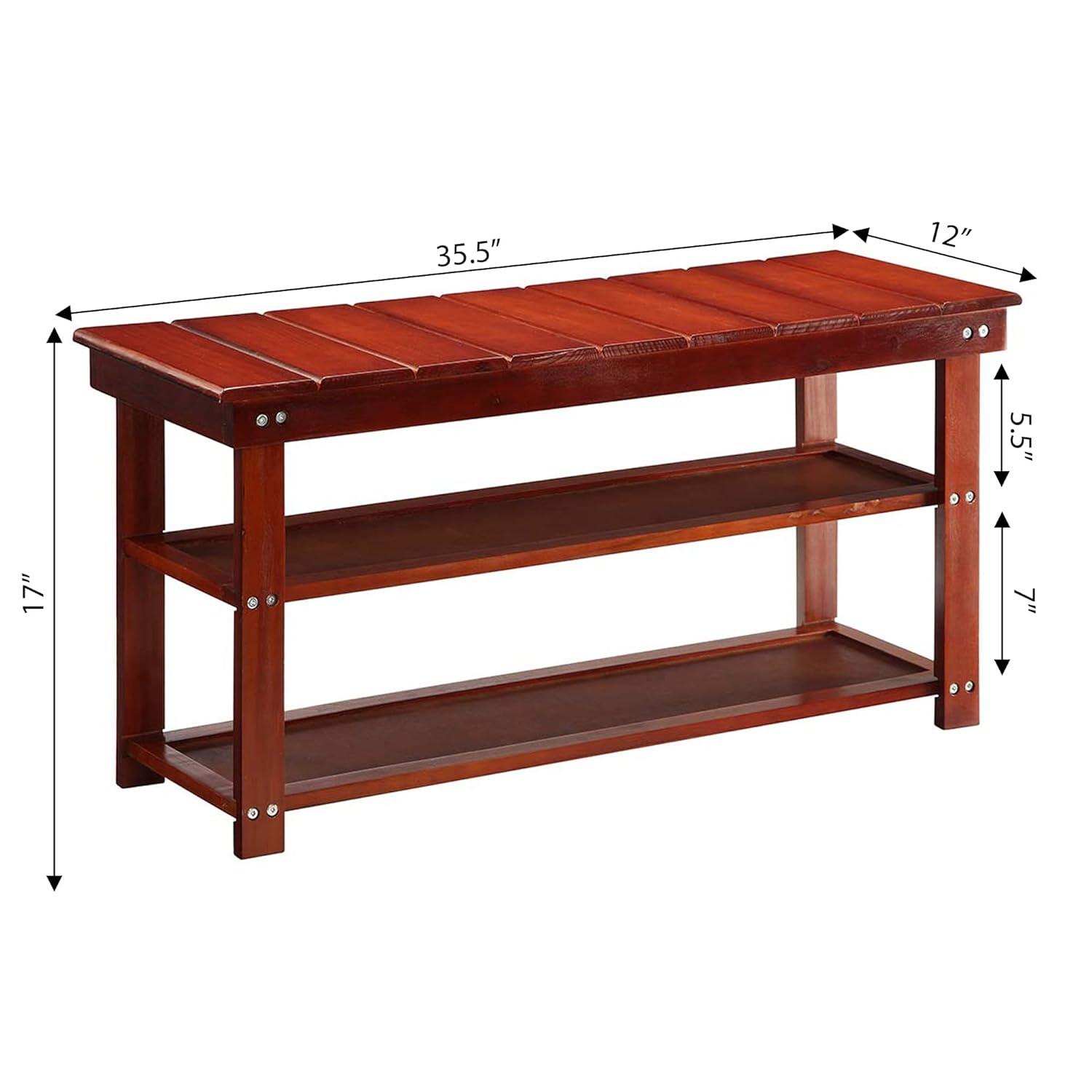 Utility Mudroom Bench, Cherry - 35 x 17 x 11.87 in.