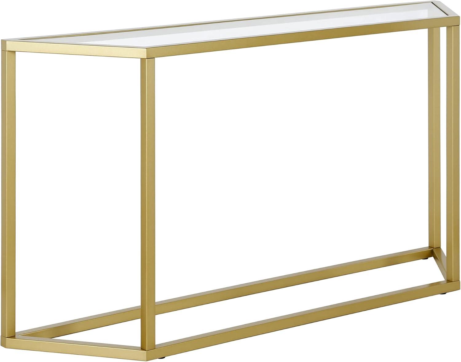 Sleek 55" Gold Metallic Console Table with Tempered Glass Top