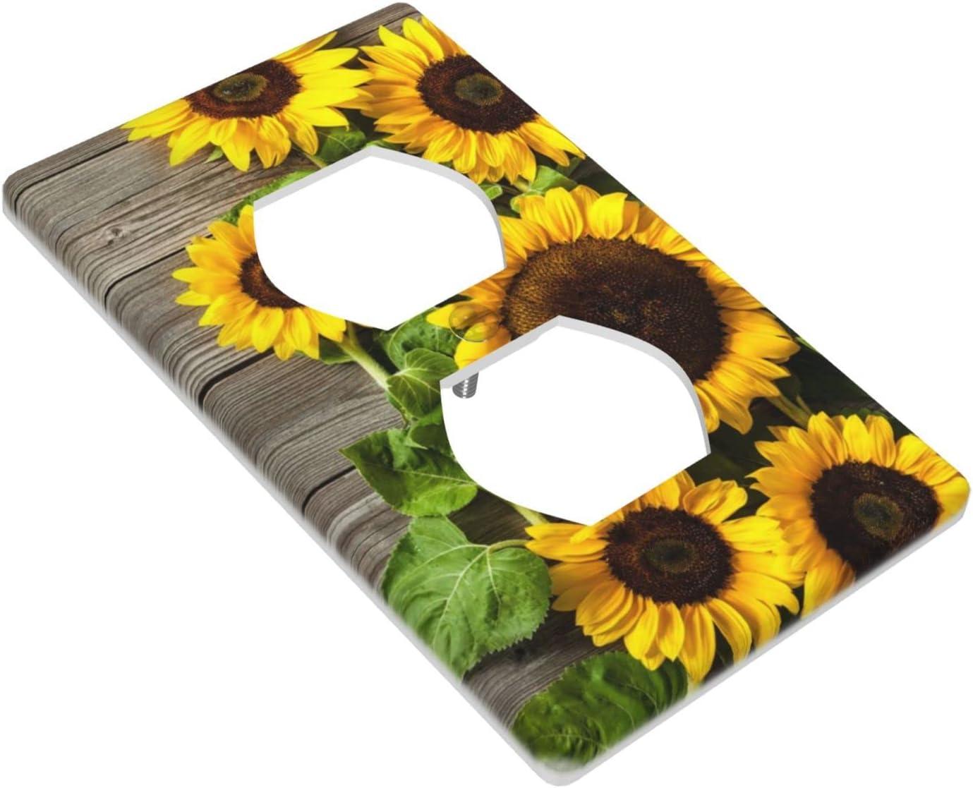 ZICANCN Outlet Covers Wall Plate, Sunflowers Nature Beige Background Light Switch Cover Decorative, Duplex Toggle Combo 1-Gang