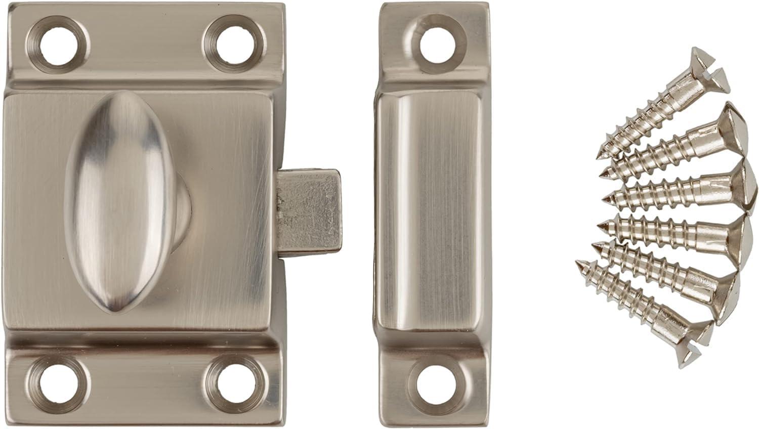 Small Brushed Nickel Oval Turn Cabinet Latch