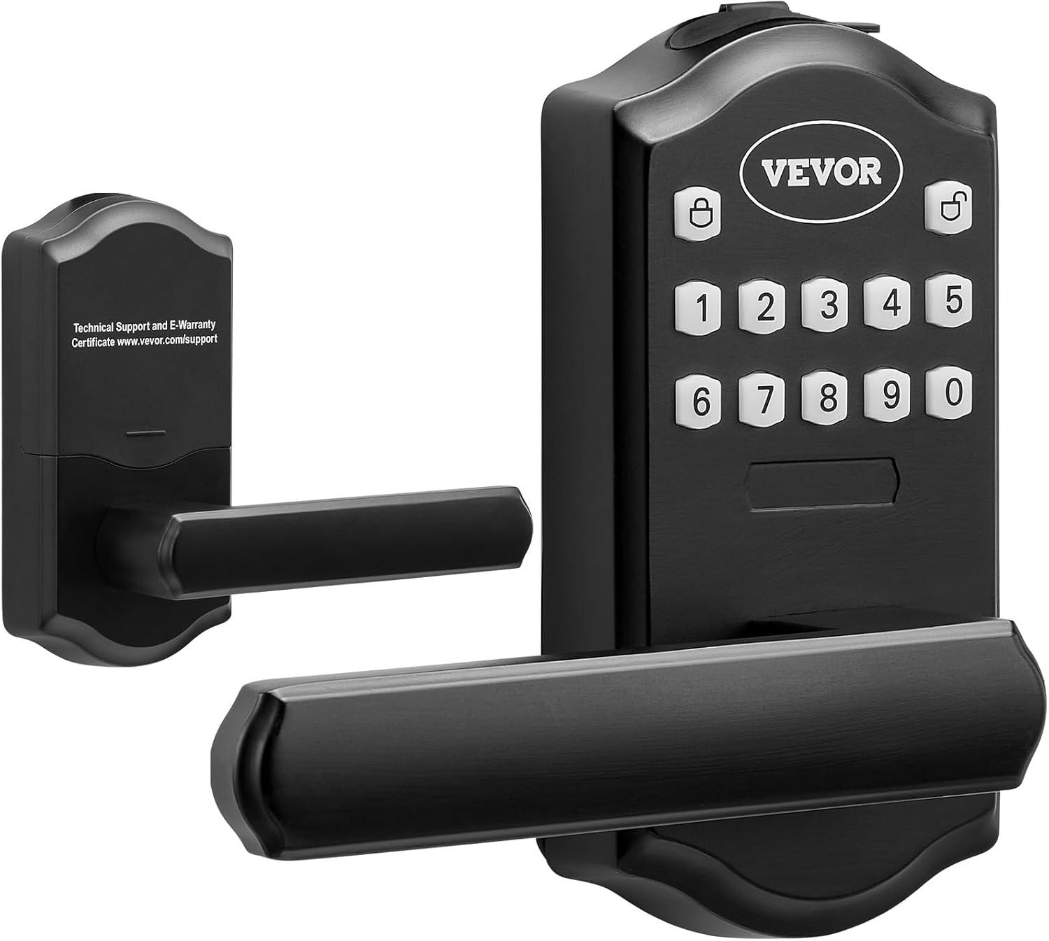 Matte Black Keyless Entry Door Lock with Handle