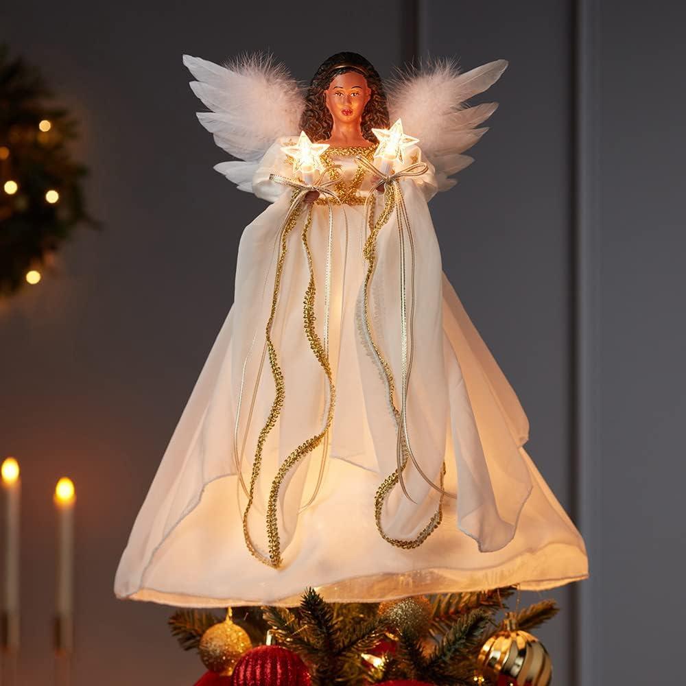 UL 10-Light Black Angel Tree Topper