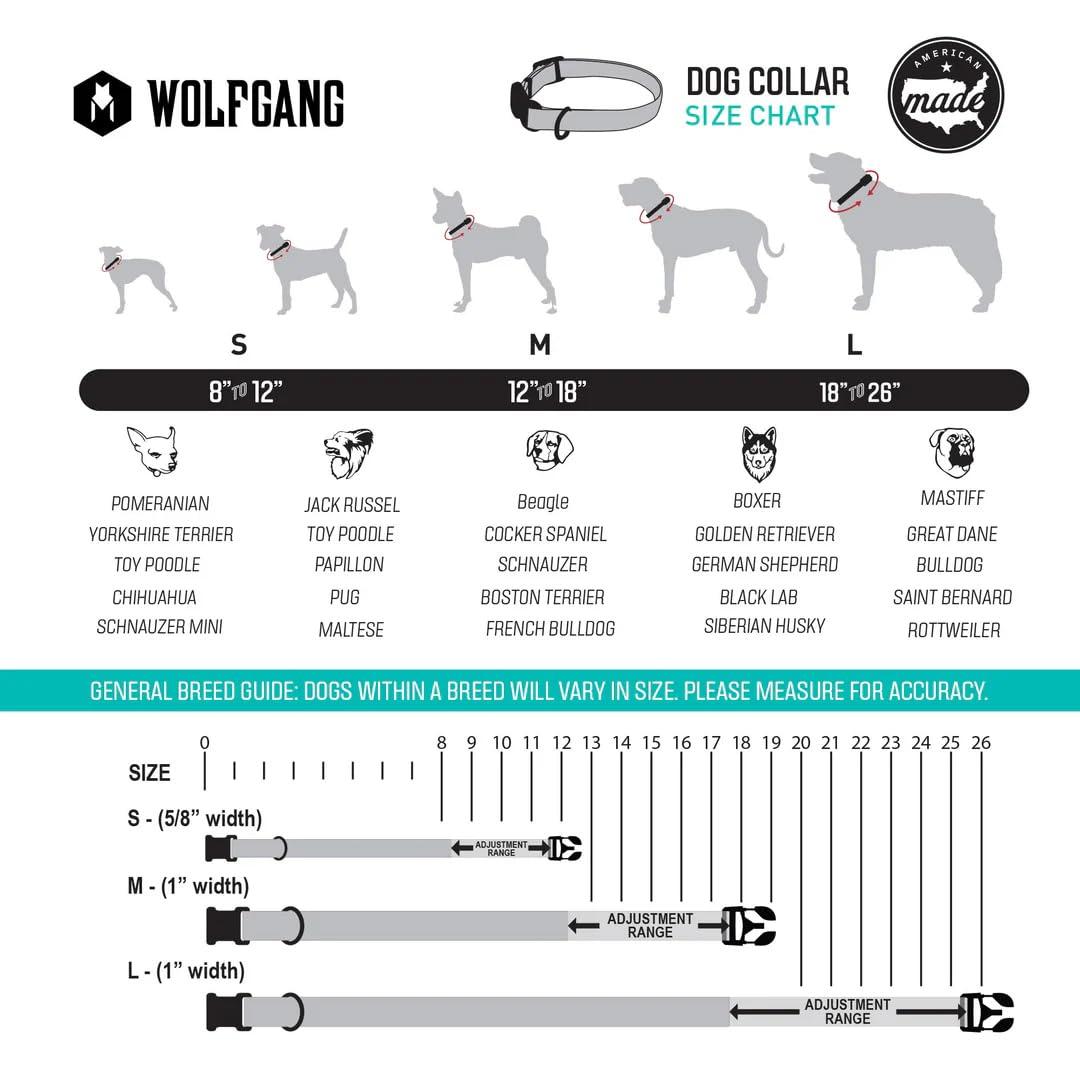 Wolfgang 8093076 18 in. Multi Color Chev Tech Polyester Dog Adjustable Collar, Medium
