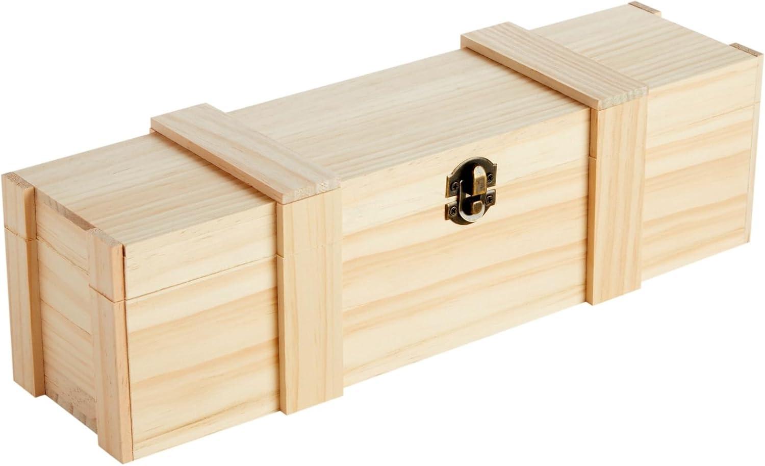 Juvale Wooden Wine Box for Split or Demi Wine Bottles, Single Wine Gift Box with Clasp for Birthday Party Gifts, Housewarming, Wedding, Anniversary (13.8x3.9x3.9 in)