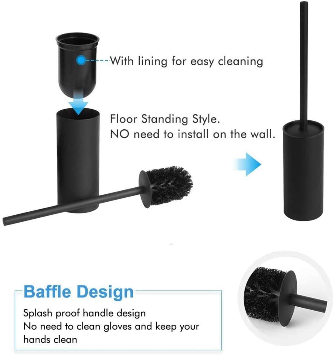 BGL Stainless Steel 304 Black Toilet Bowl Brush and Holder Set Cleaning Tool Holder with Toilet Brush