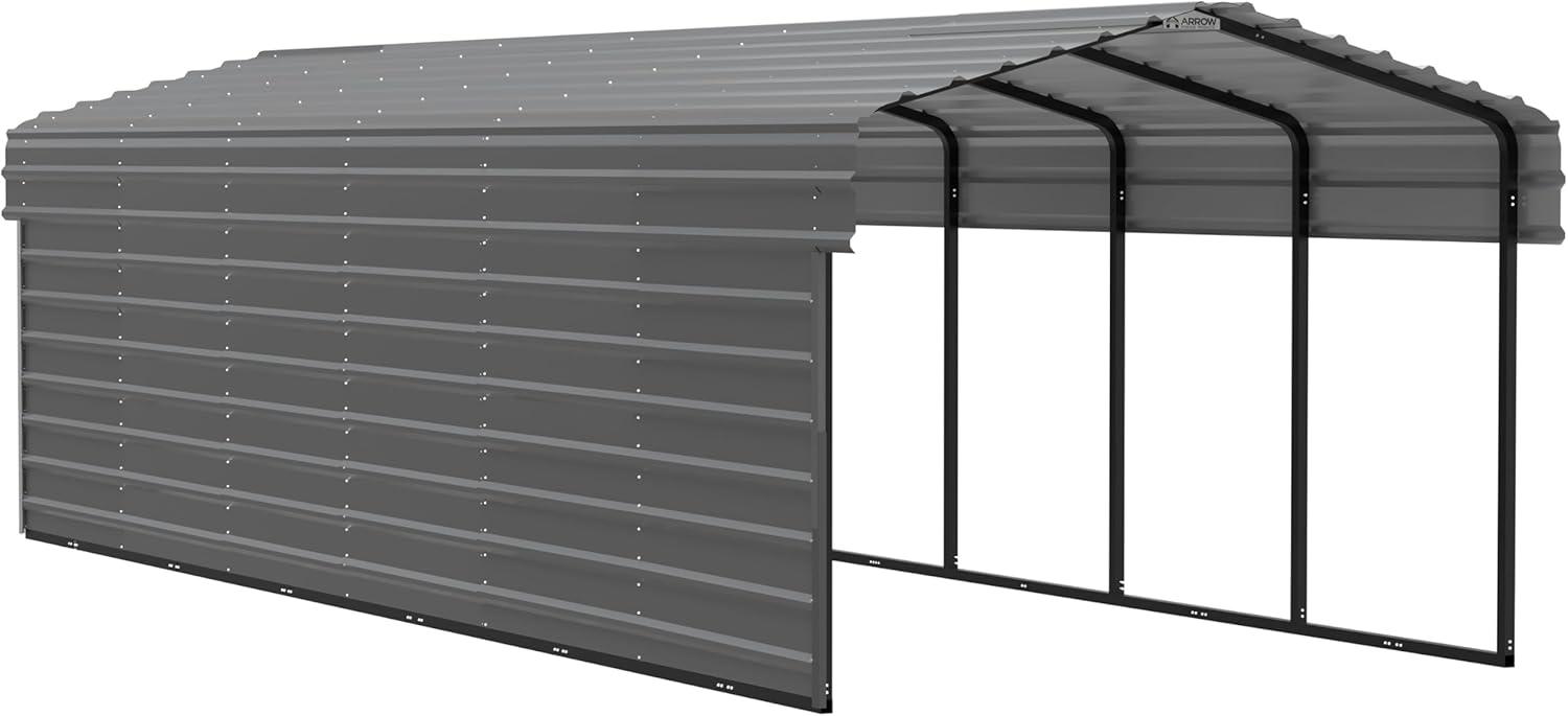 Arrow Arrow Steel Carport with 1 Side Wall Kit 10X29X7