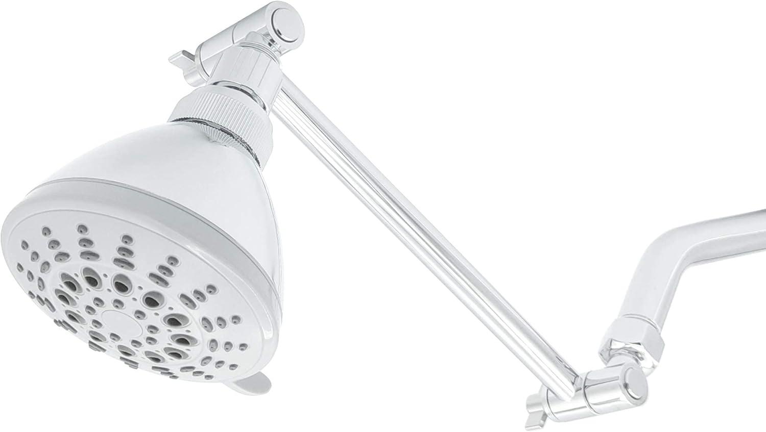 Solid Brass Adjustable Shower Arm 9 Inch Extension With Lock Joints, Flexible Shower Head Extension Arm In Polished Chrome Finish