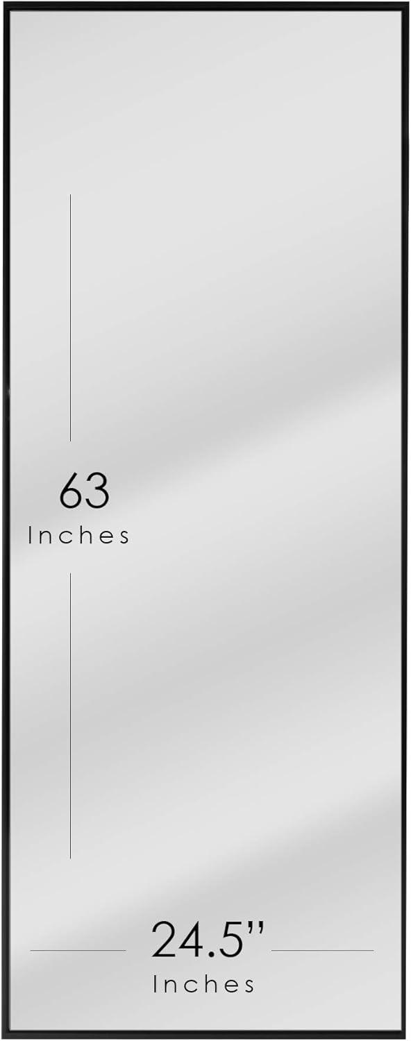 Glossy Black Polystyrene Framed Leaner Mirror 25" x 64"