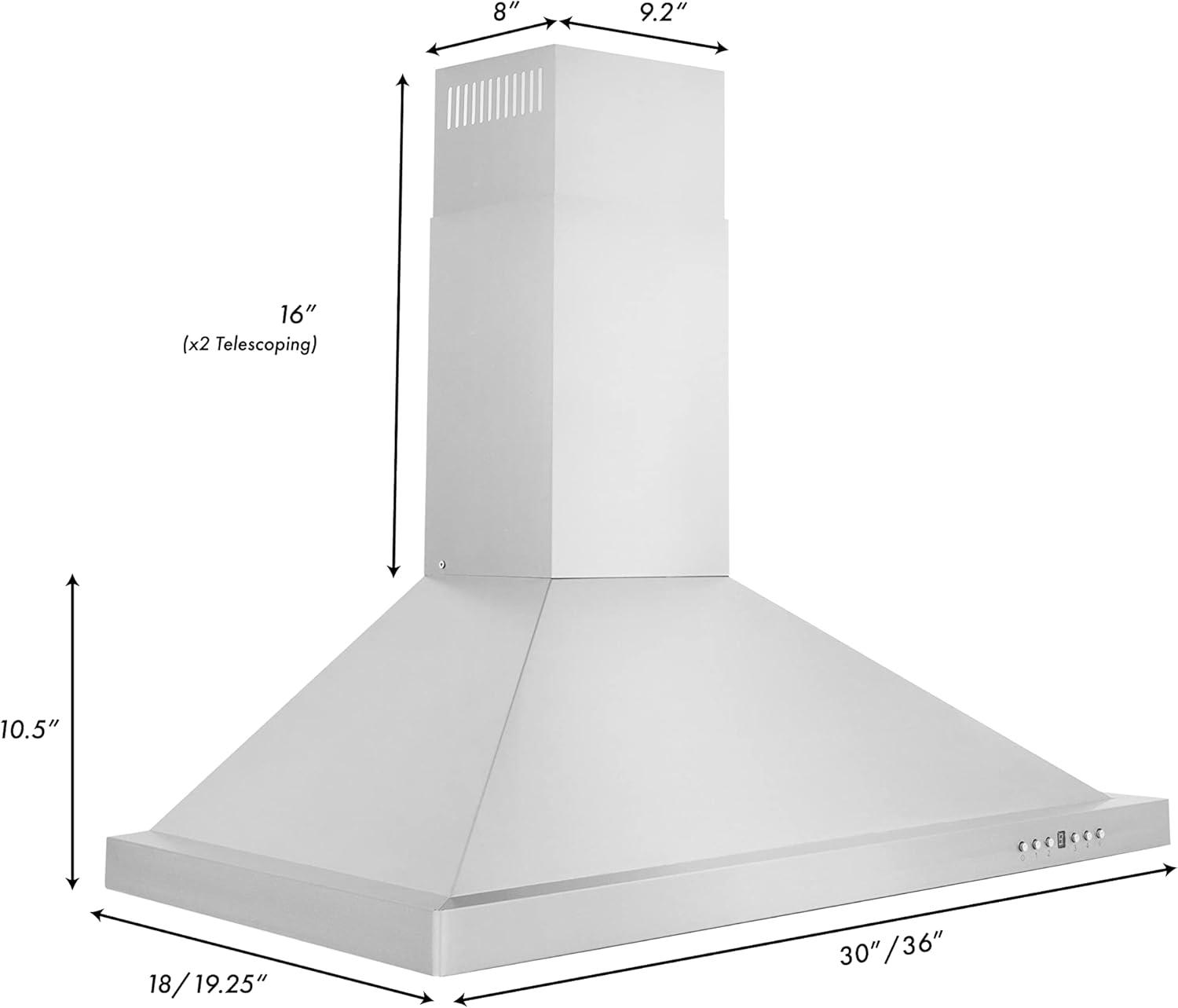 30" 400 CFM Convertible Wall Mount Range Hood