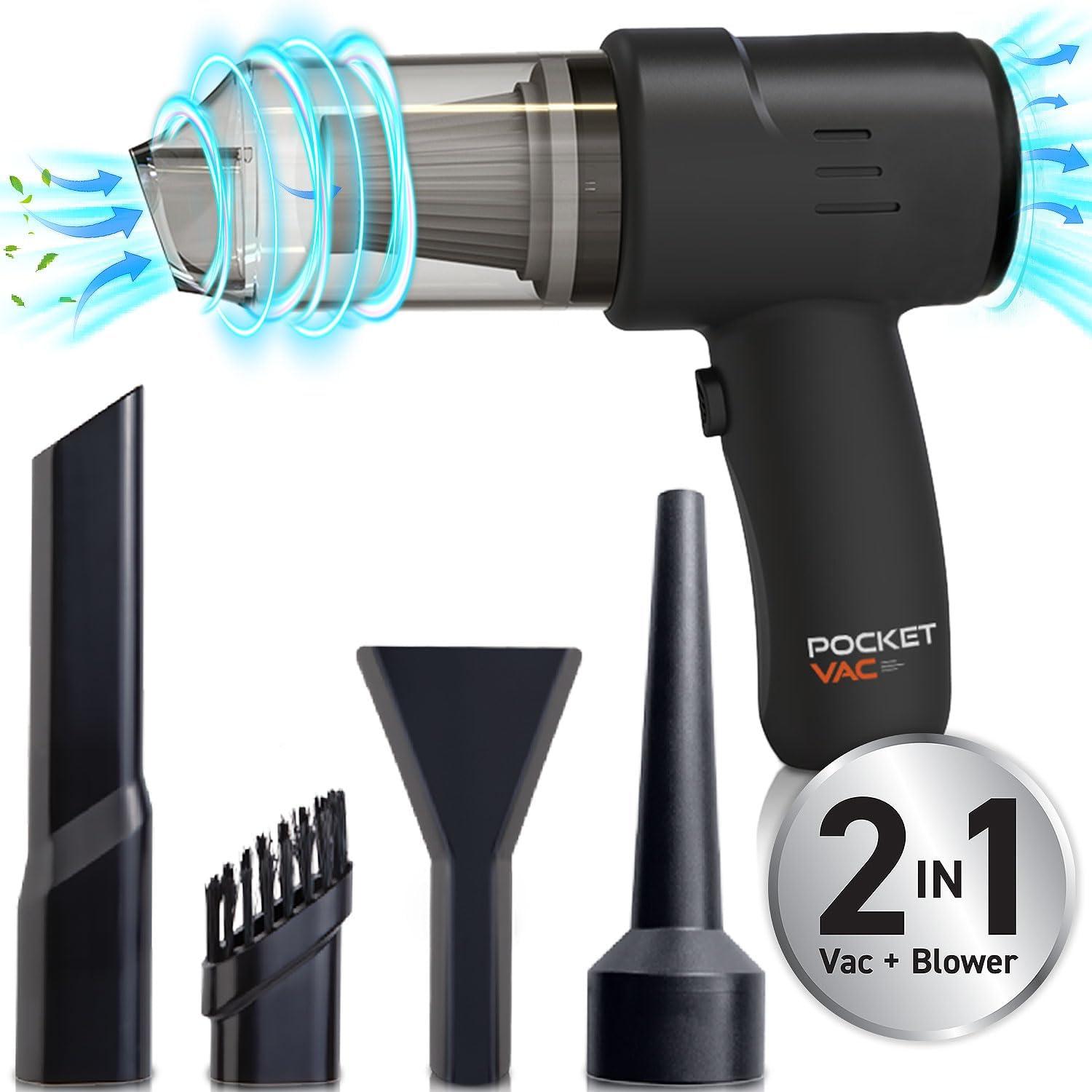 Pocket Vac Rechargeable Handheld Vacuum with Accessories - New - Cordless - Portable - As Seen on TV