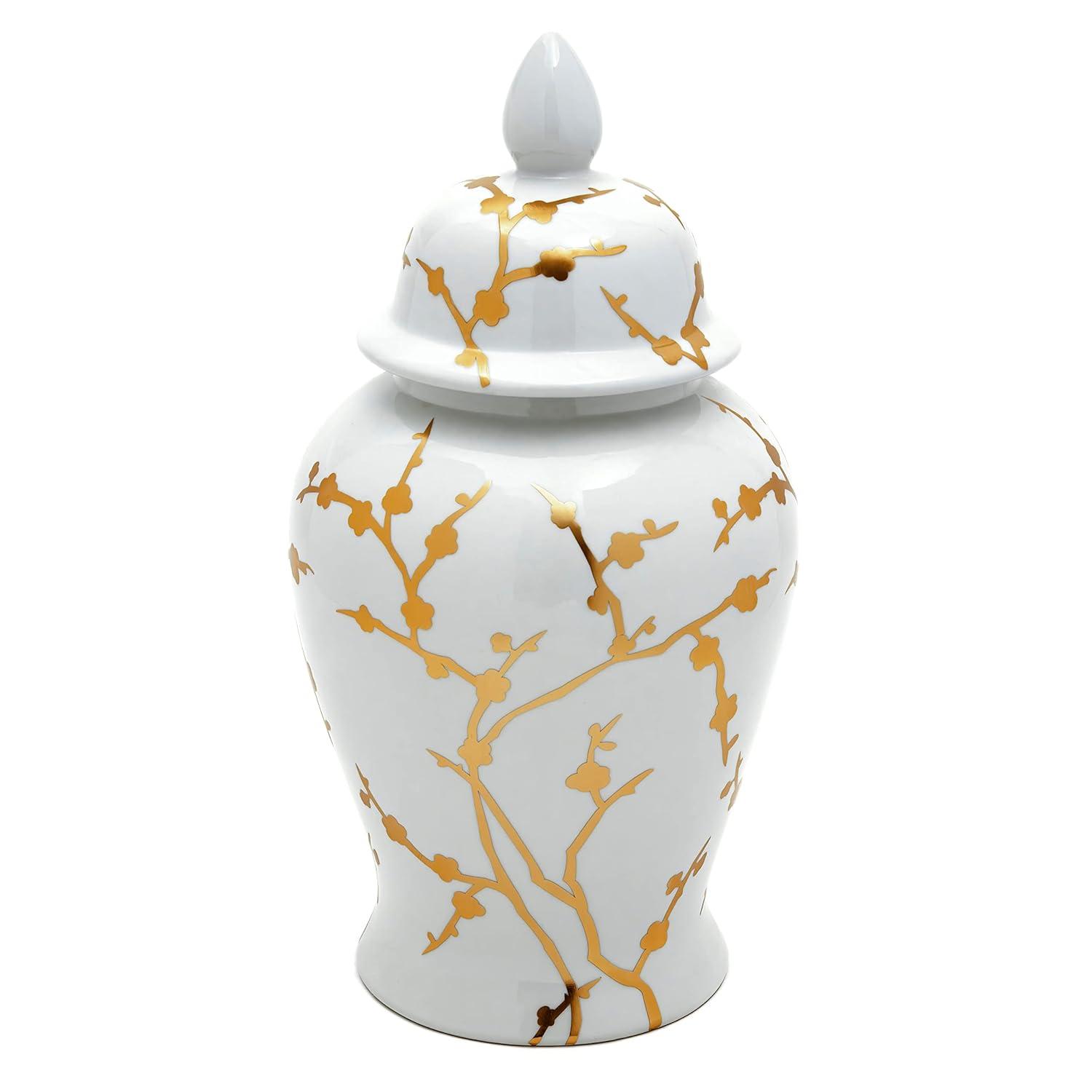 18" Silver Crackle Temple Jar
