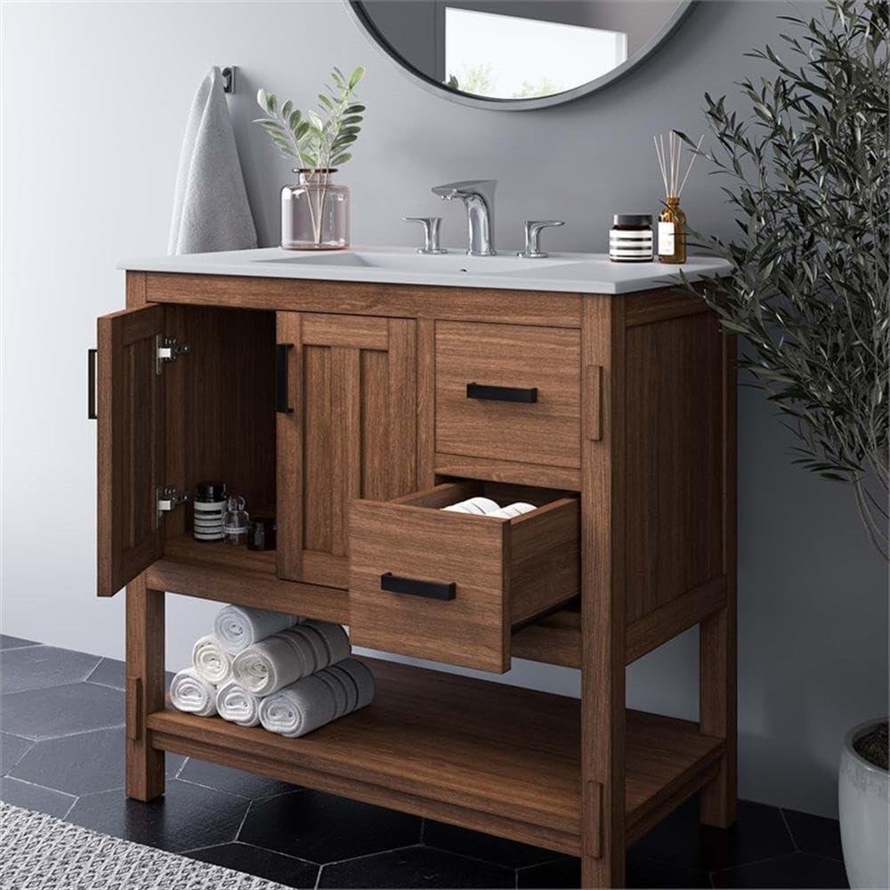 Modway Ashlyn 36'' Free Standing Single Bathroom Vanity with Ceramic Top