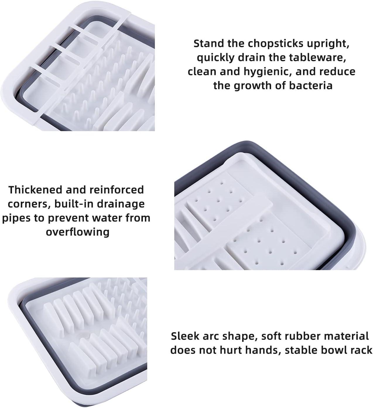 THANSTAR Collapsible Dish Drainer Portable Dinnerware Drainer Organizer for Kitchen RV Campers Travel Trailer Space Saving Kitchen Storage Tray