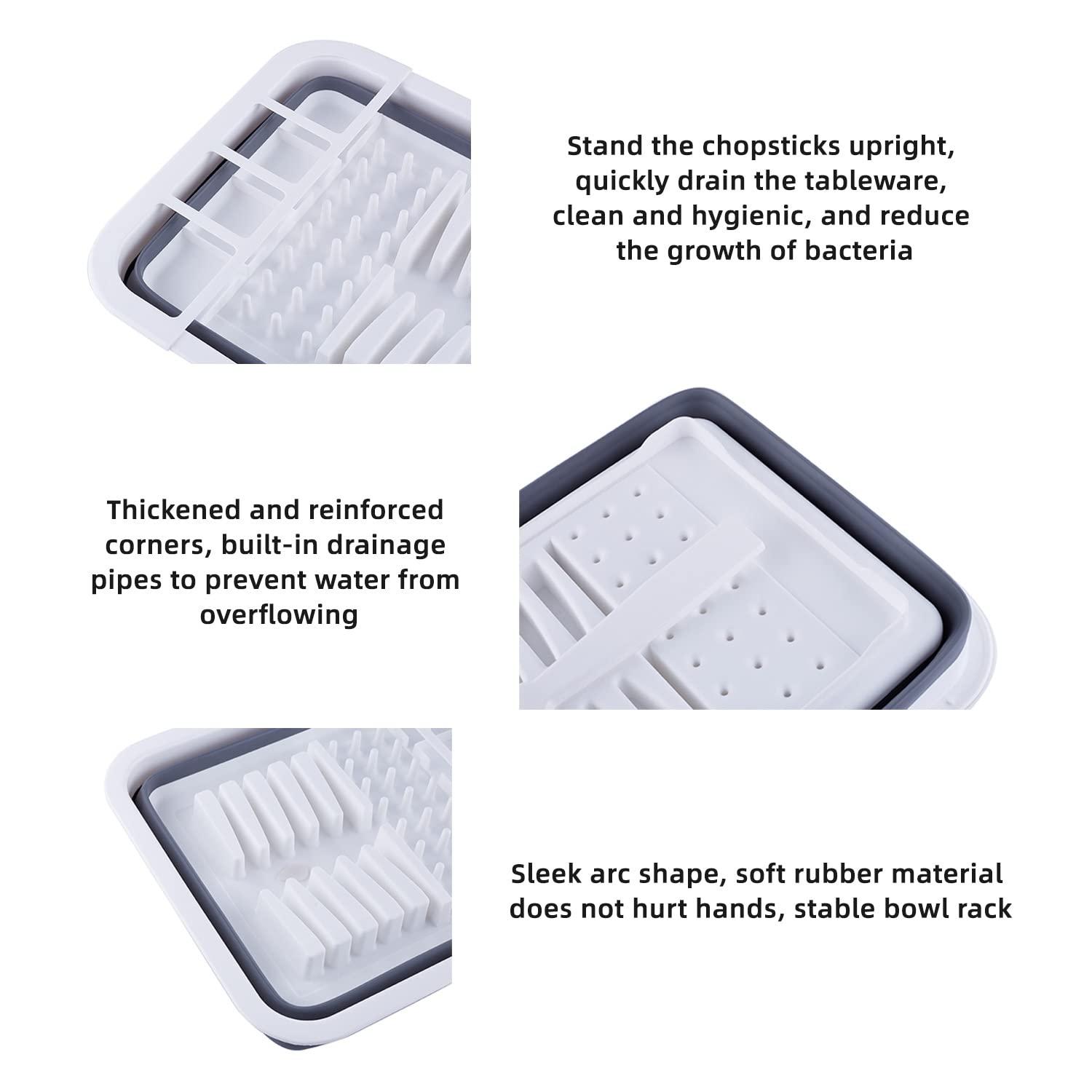 THANSTAR Collapsible Dish Drainer Portable Dinnerware Drainer Organizer for Kitchen RV Campers Travel Trailer Space Saving Kitchen Storage Tray