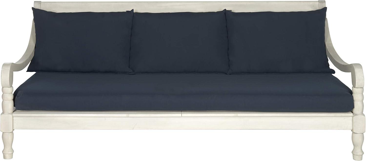 SAFAVIEH  OUTDOOR Pasadena Day Bed Antique White / Navy