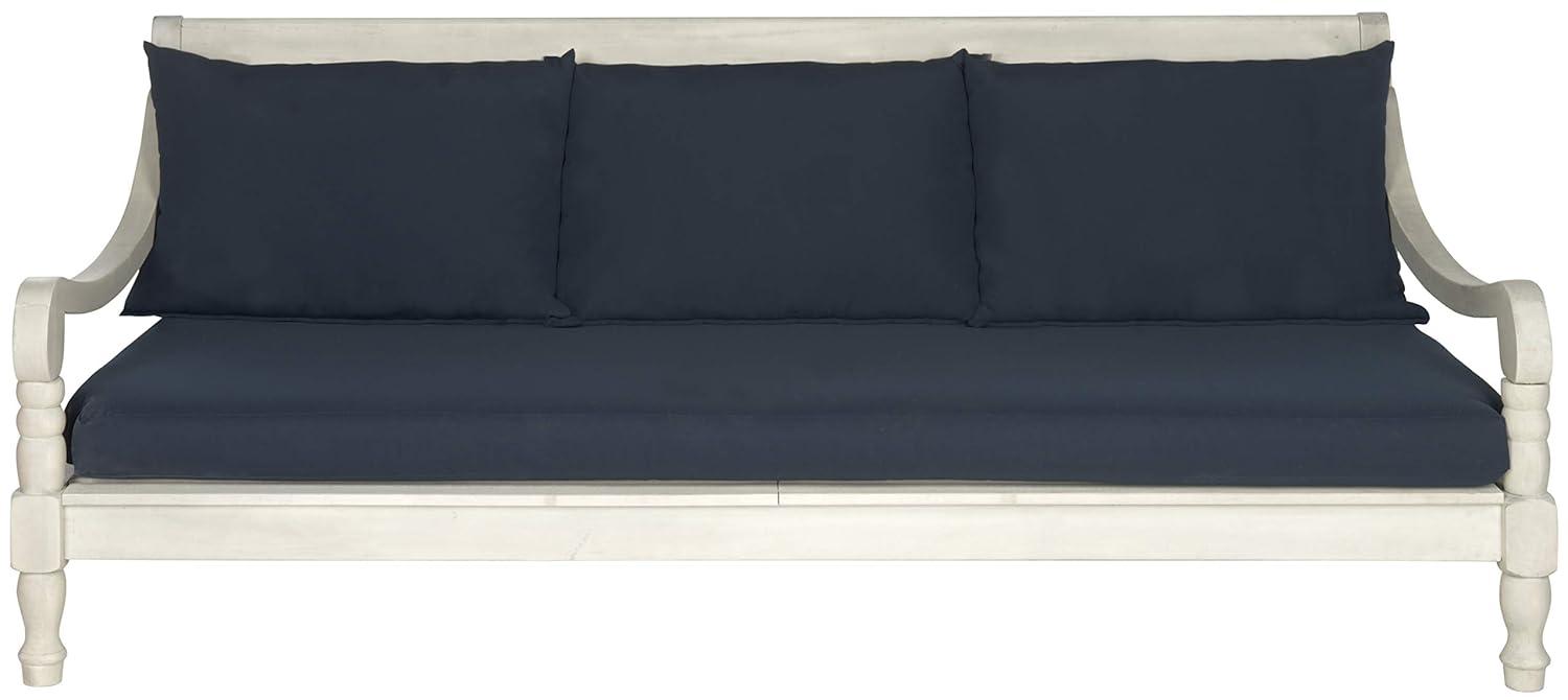 SAFAVIEH  OUTDOOR Pasadena Day Bed Antique White / Navy