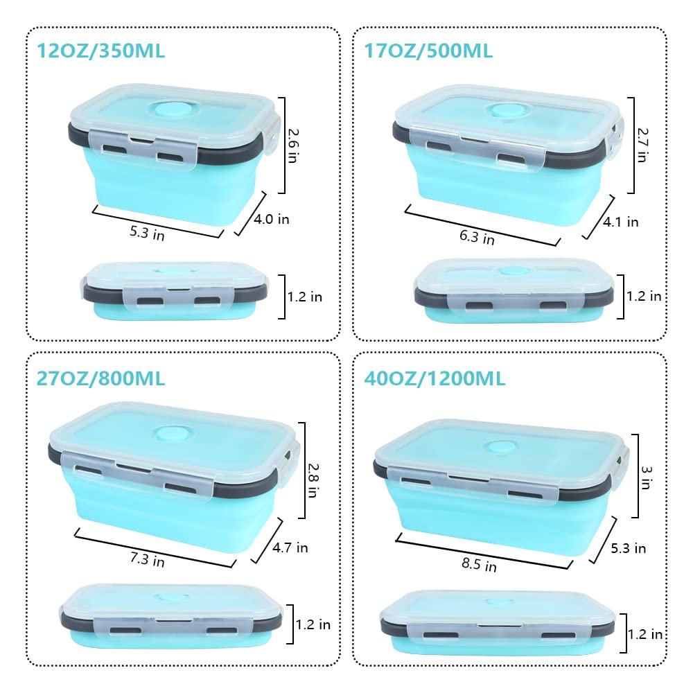 Chicmine Freezer Safe Collapsible Containers Collapsible Food Storage Containers 4pcs Collapsible Food Storage Container Set with Lids Silicone for Outdoor