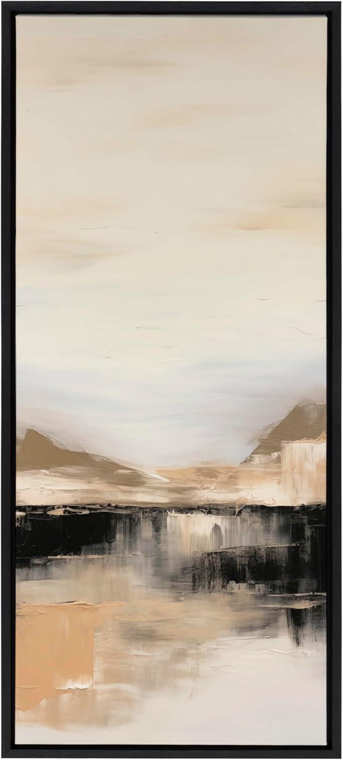 Kate & Laurel All Things Decor 18"x40" Sylvie Peaceful Landscape II Framed Canvas by Amy Lighthall Black