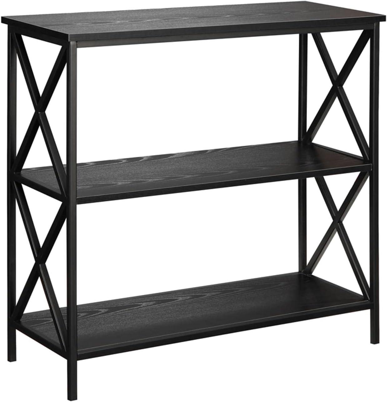 Tucson Modern Black 3-Tier Particleboard Bookcase