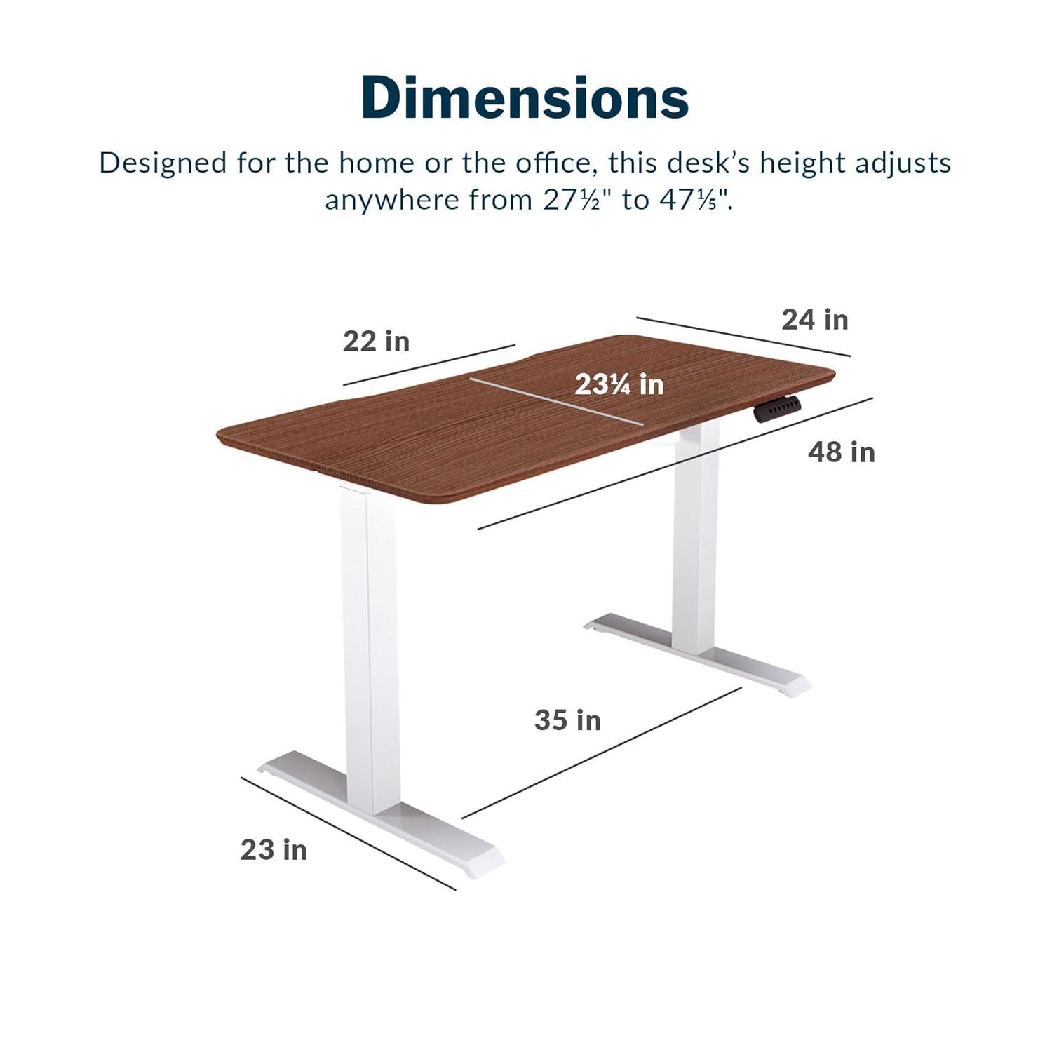 Vari Essential Electric Standing Desk Ergonomic Sit-to-Stand Home & Office Computer Desk, 48" x 24" Hazel Wood