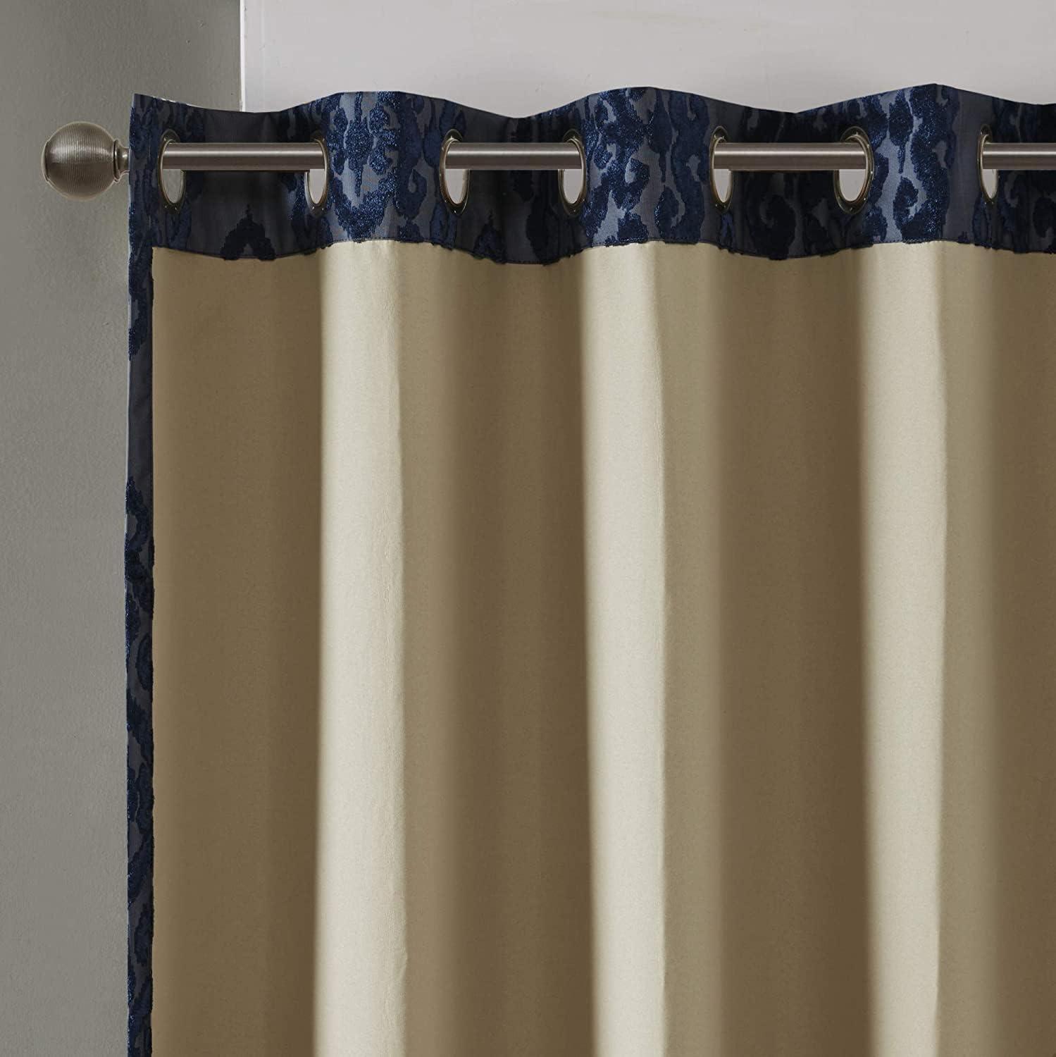 SunSmart Mirage Knitted Jacquard Damask Total Blackout Grommet Top Curtain Panel