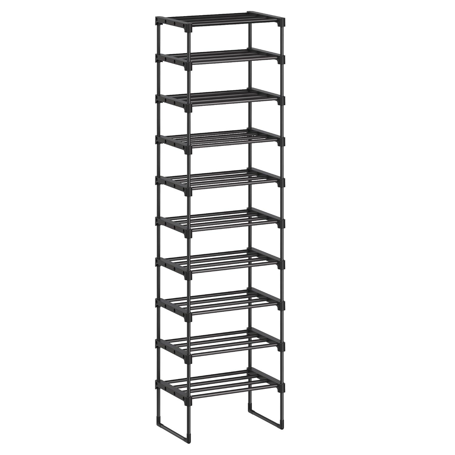 Black 10-Tier Metal Shoe Storage Shelf