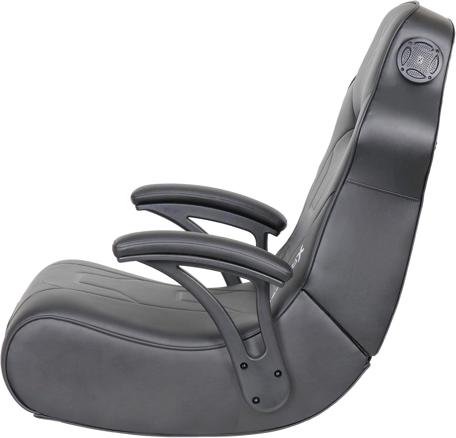 Black Faux Leather Gaming Chair with Built-in Audio