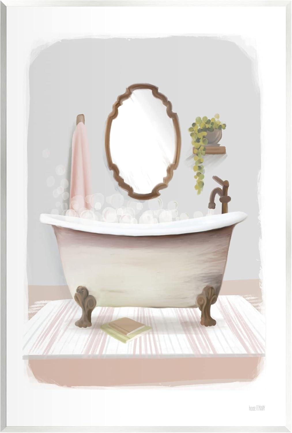 Bubble Bath Tub Bathroom Wood Wall Art, 10 x 15 Inch