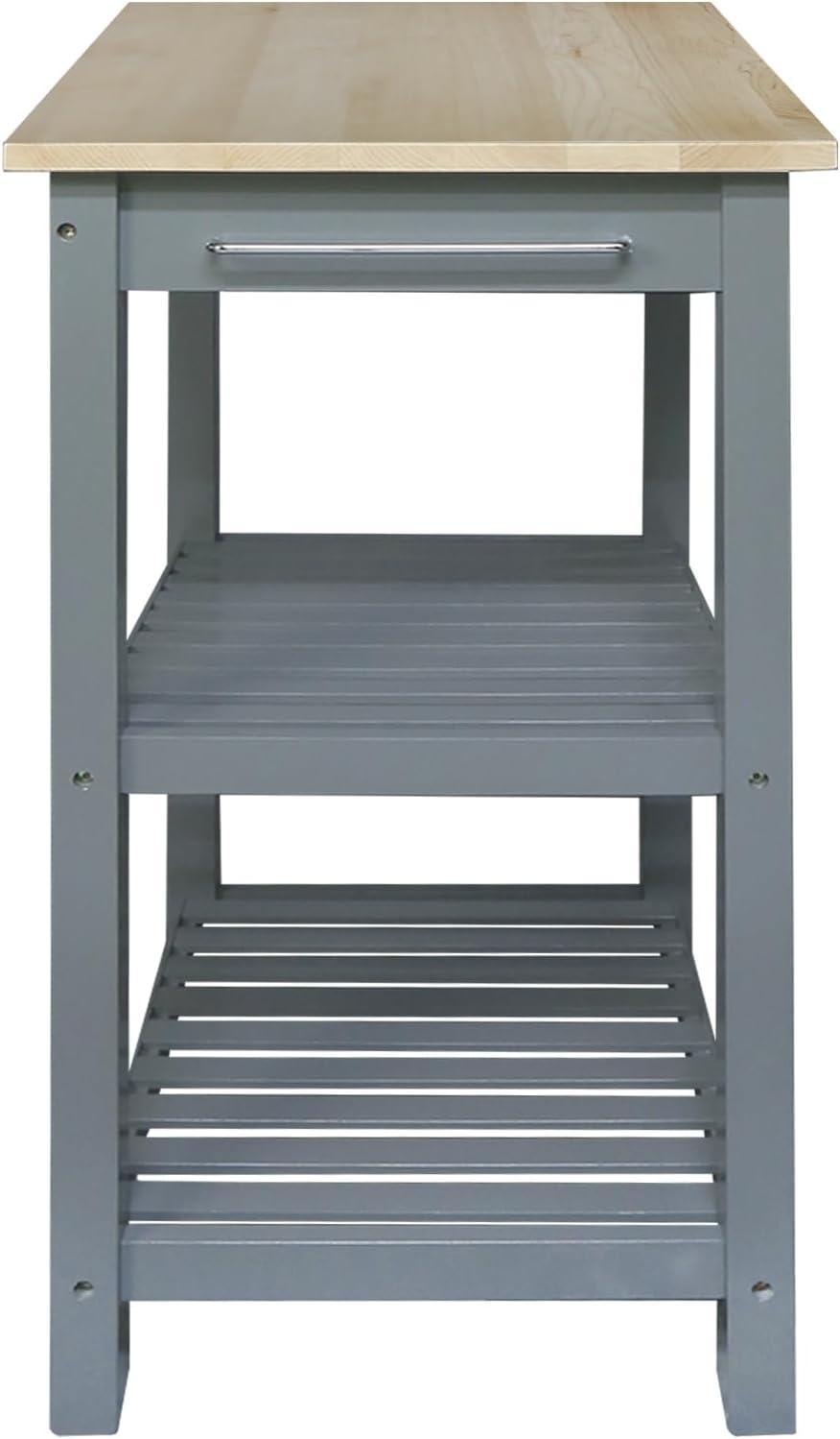 Sunrise Kitchen Island with Solid Wood Top - Slate Gray