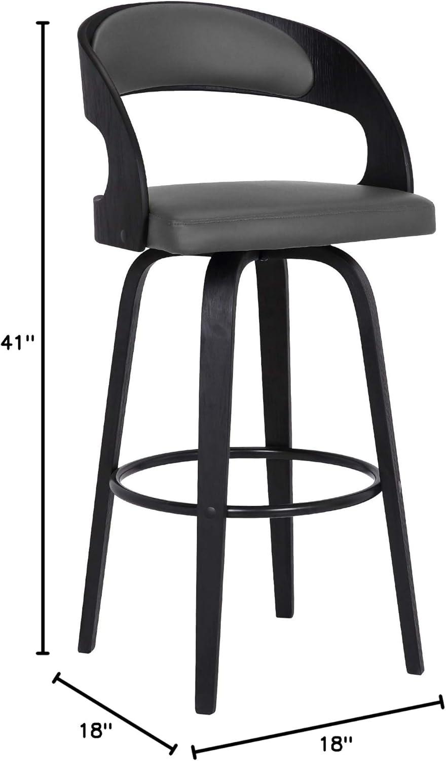 Shelly Black Wood and Metal Swivel Counter Stool