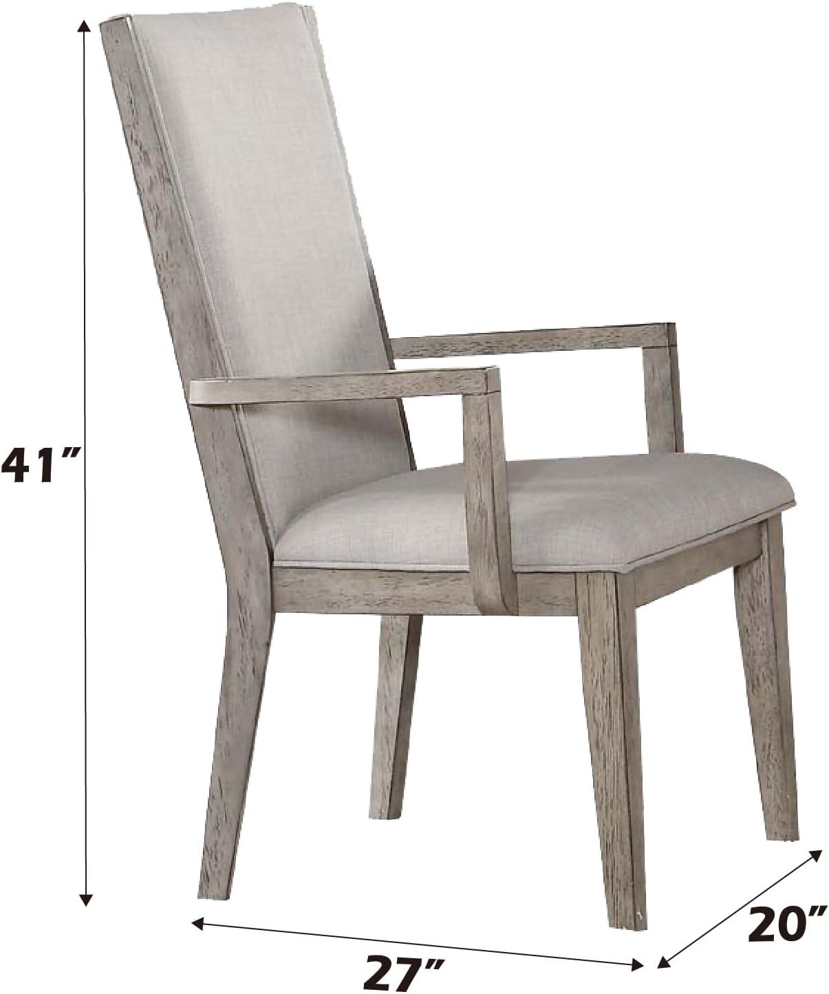 Set Of 2 Fabric Arm Chair, Gray Oak Fabric Upholstered Armchair