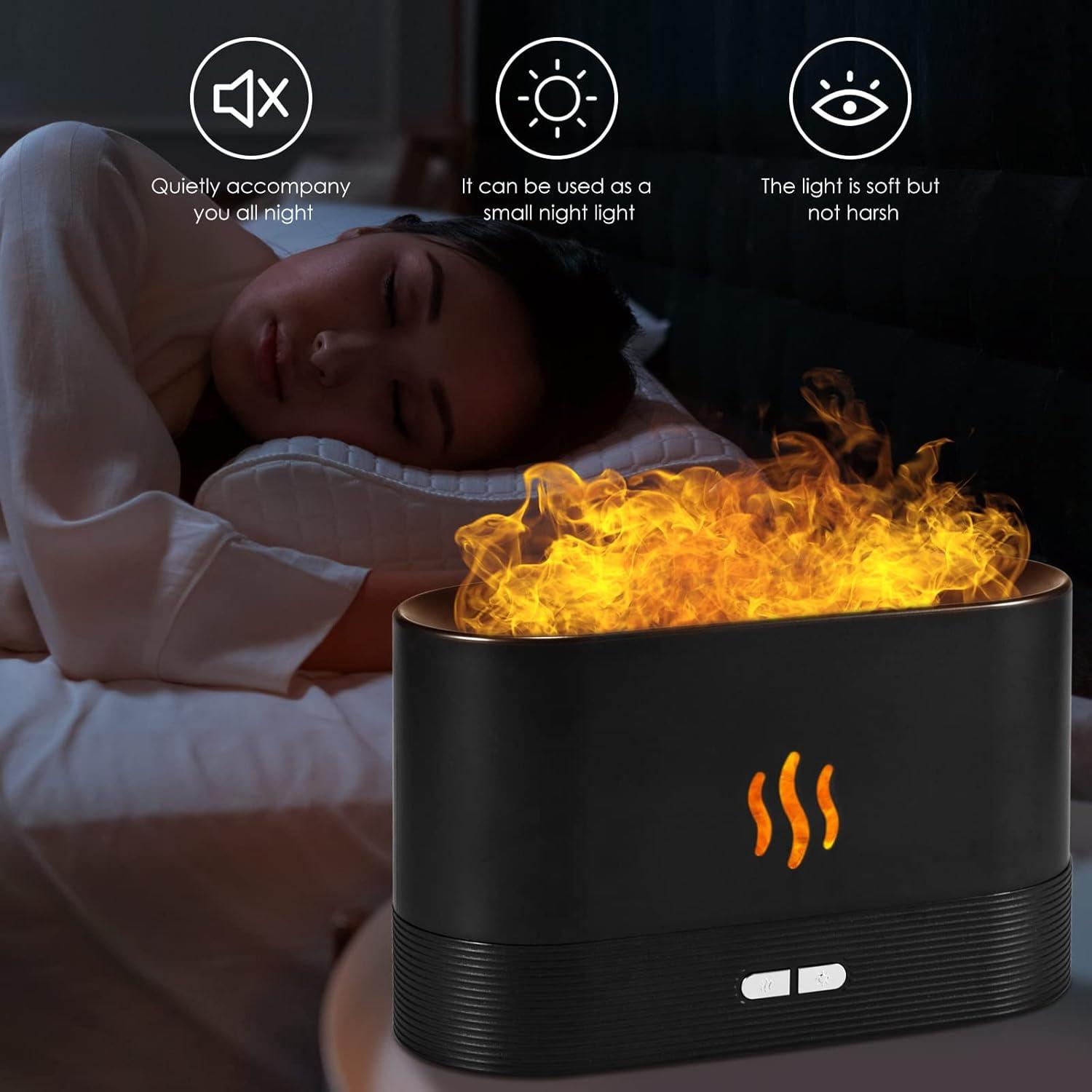 180ml Flame Air Humidifier Essential Oil Diffuser, TSV 3D USB 7 Color Light Aroma Diffuser for Home, Office, Spa, Gym