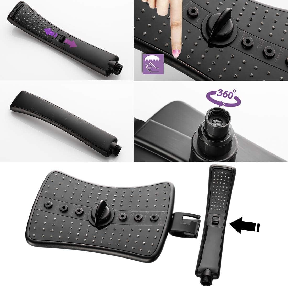 Bright Showers Shower Head Combo with Two Spray Setting Fixed Shower Head and Two Spray Settings Handheld Shower Head with Grey Face, Oil Rubbed Bronze