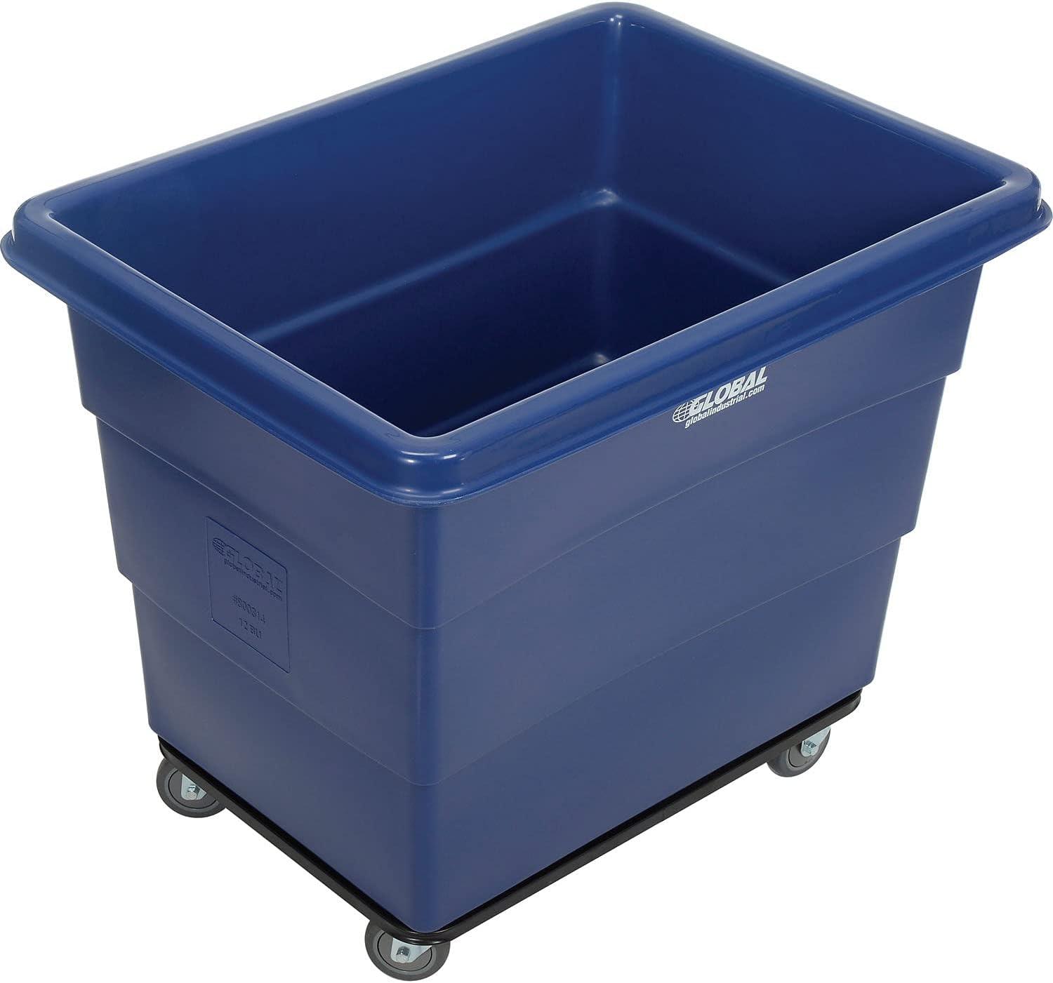 Camión de Caja de Plástico de 12 Bushel HDPE con Base de Acero, Azul, 38-2/5" de Largo x 28-9/10" de Ancho x 33" de Alto