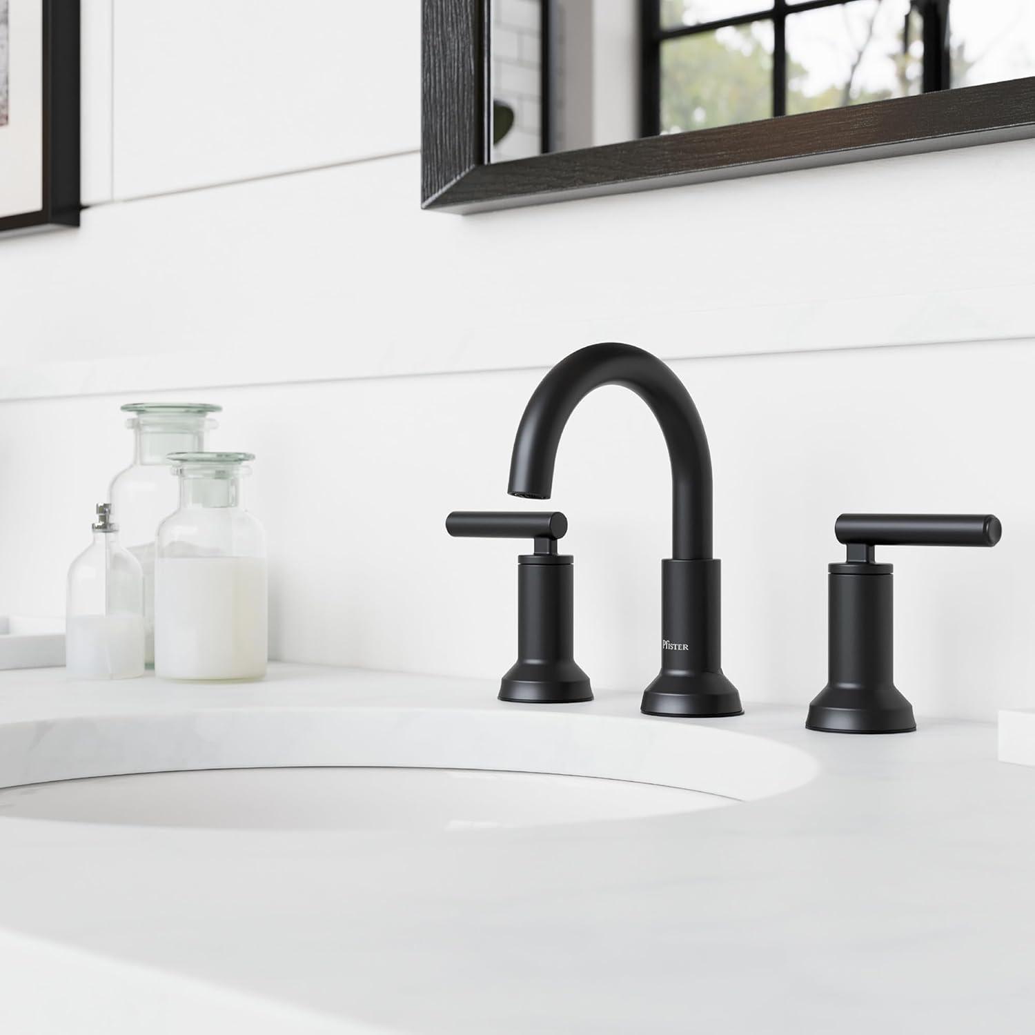 Capistrano Matte Black Widespread Bathroom Faucet with Drain Assembly