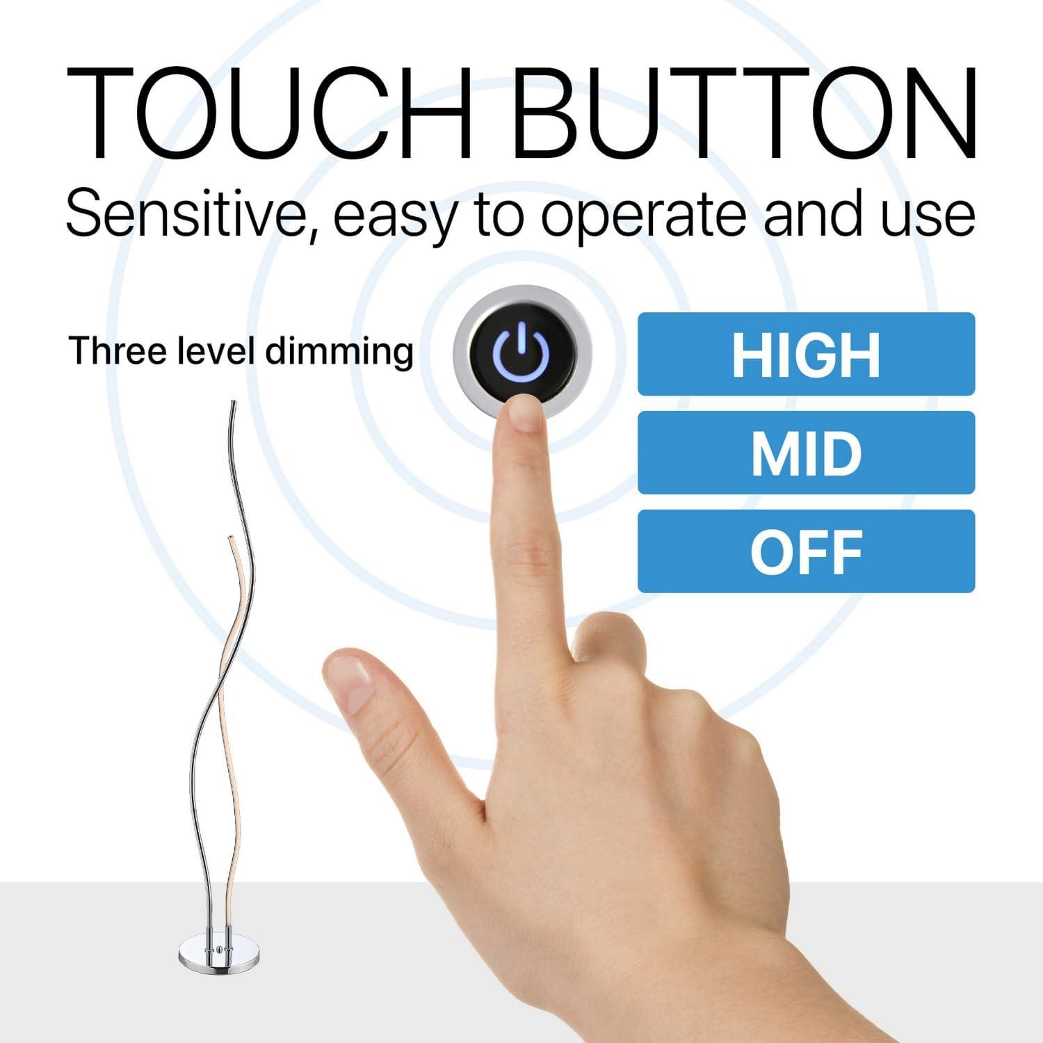 Jonathan Y JYL7008A Cairo 63.75" LED Integrated Floor Lamp, Modern, Contemporary, Office, Living Room, Family Room, Dining Room, Bedroom, Guest Room, Hallway, Foyer, Chrome